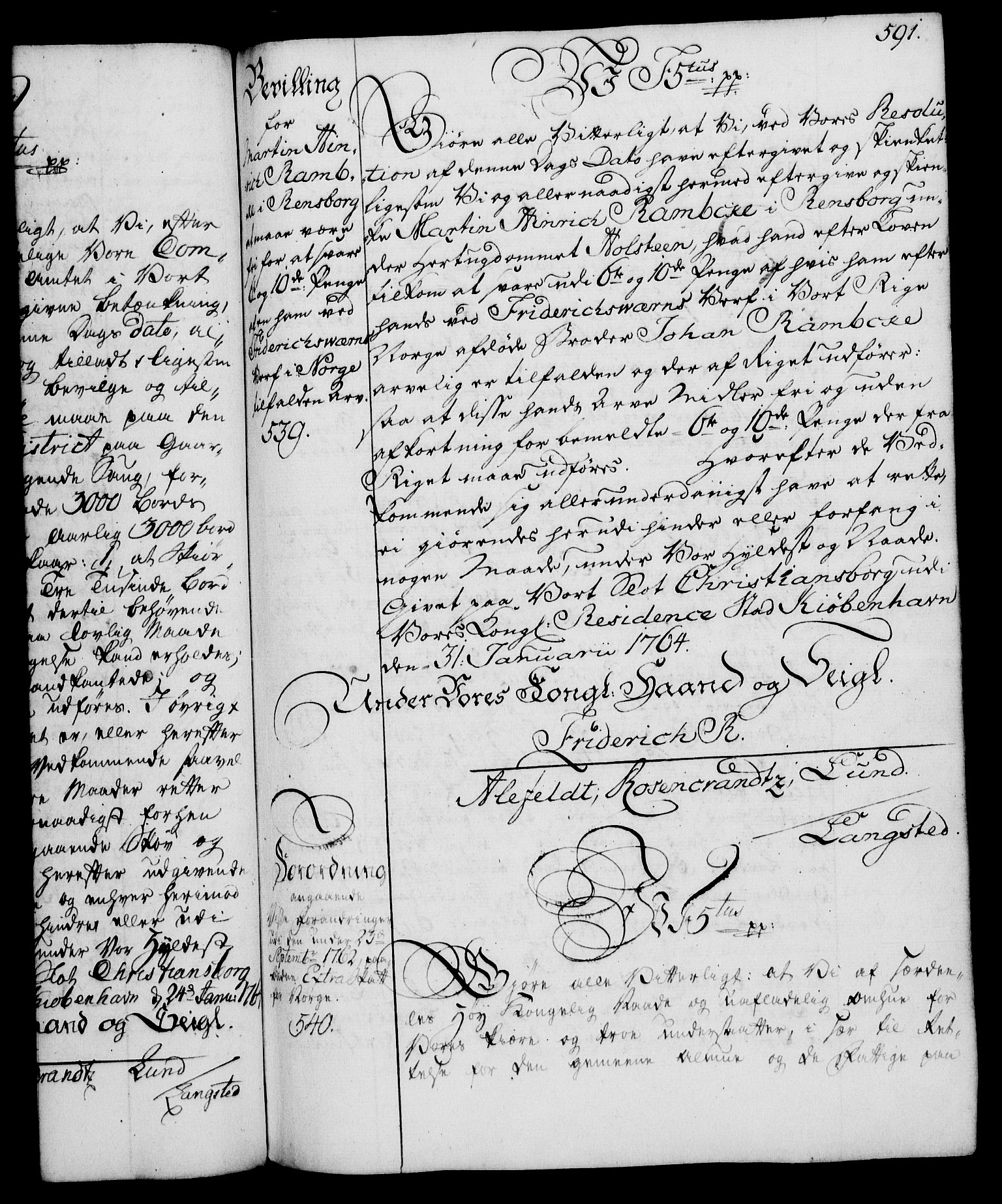 Rentekammeret, Kammerkanselliet, RA/EA-3111/G/Gg/Gga/L0007: Norsk ekspedisjonsprotokoll med register (merket RK 53.7), 1759-1768, p. 591