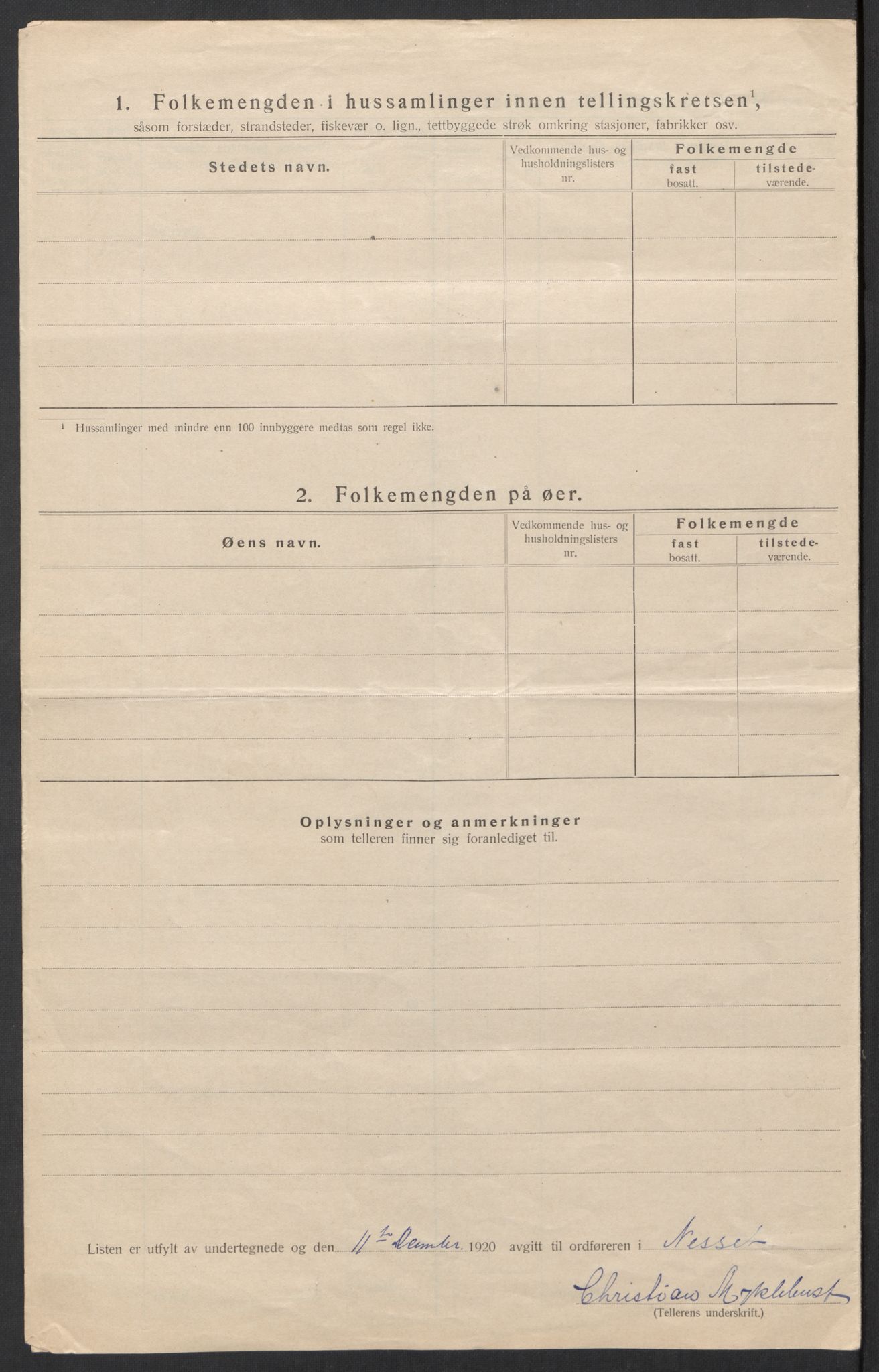 SAT, 1920 census for Nesset, 1920, p. 15