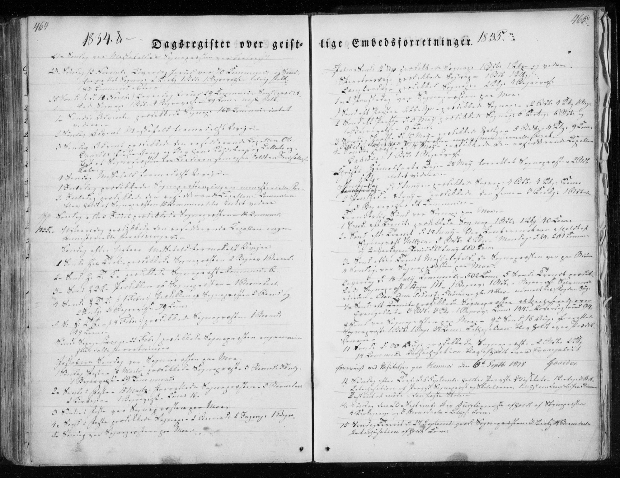 Ministerialprotokoller, klokkerbøker og fødselsregistre - Nordland, SAT/A-1459/825/L0354: Parish register (official) no. 825A08, 1826-1841, p. 464-465