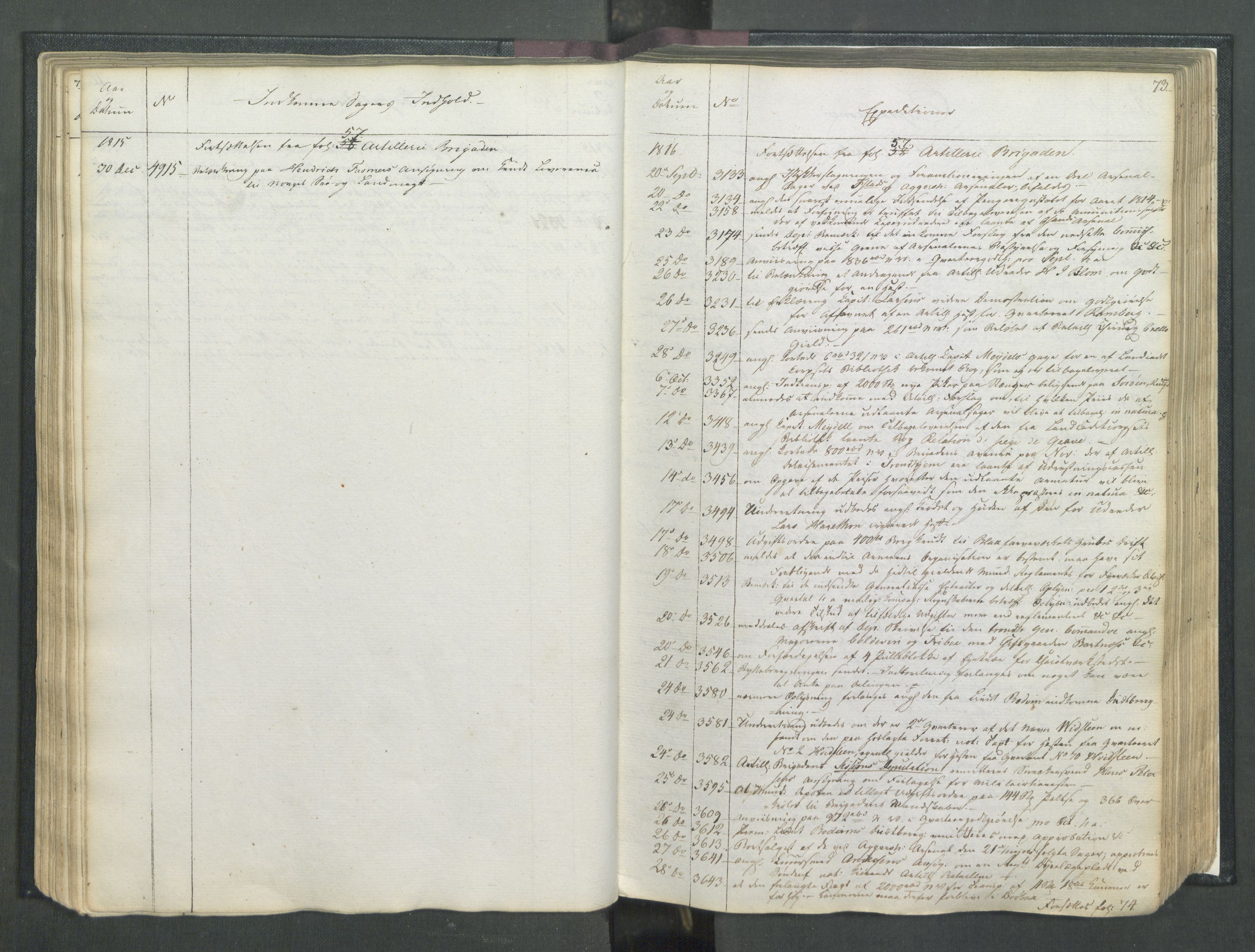 Armédepartementet, RA/RAFA-3493/C/Ca/L0007: 6. Departements Register, 1815, p. 73