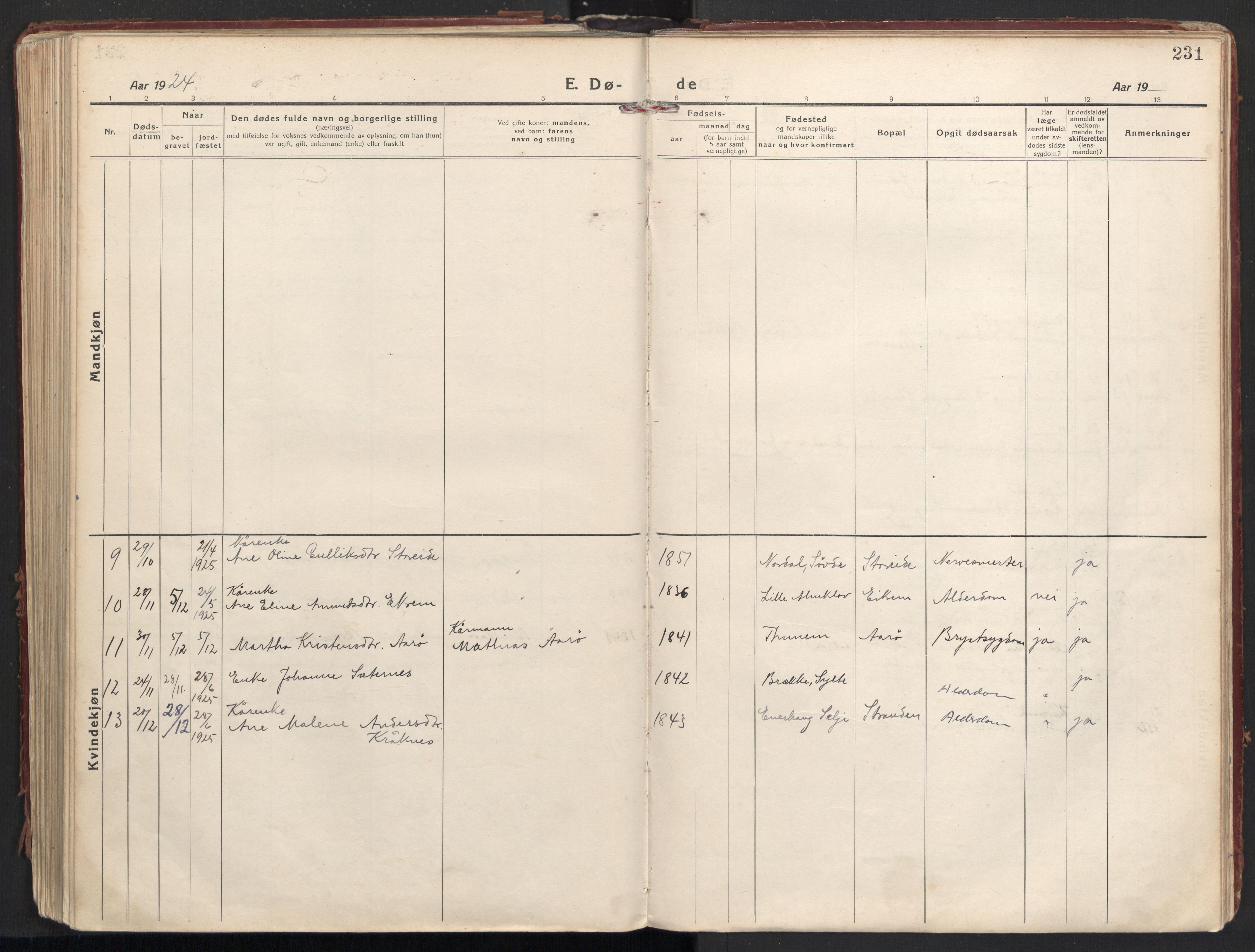 Ministerialprotokoller, klokkerbøker og fødselsregistre - Møre og Romsdal, SAT/A-1454/501/L0012: Parish register (official) no. 501A12, 1920-1946, p. 231