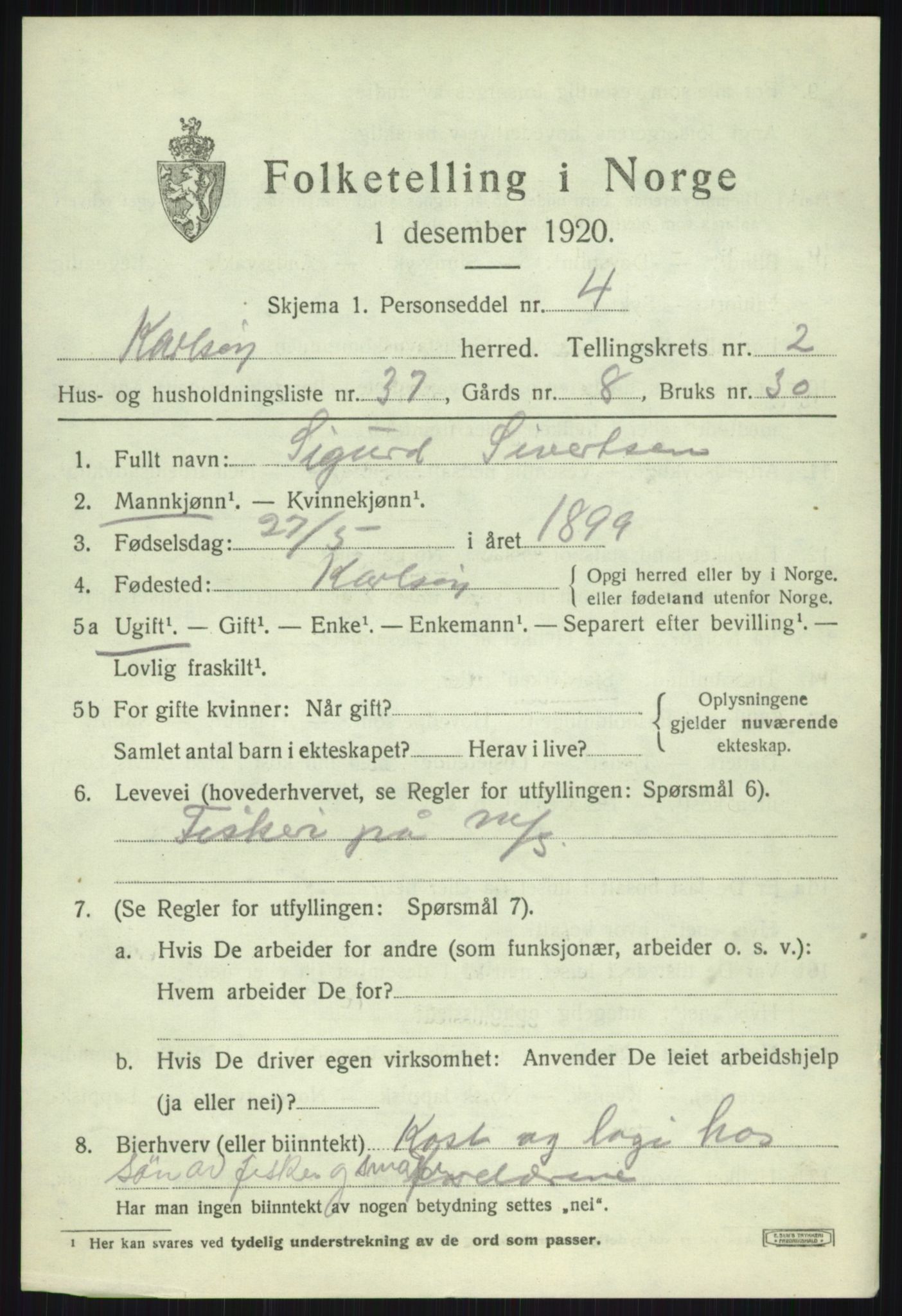 SATØ, 1920 census for Karlsøy, 1920, p. 1677