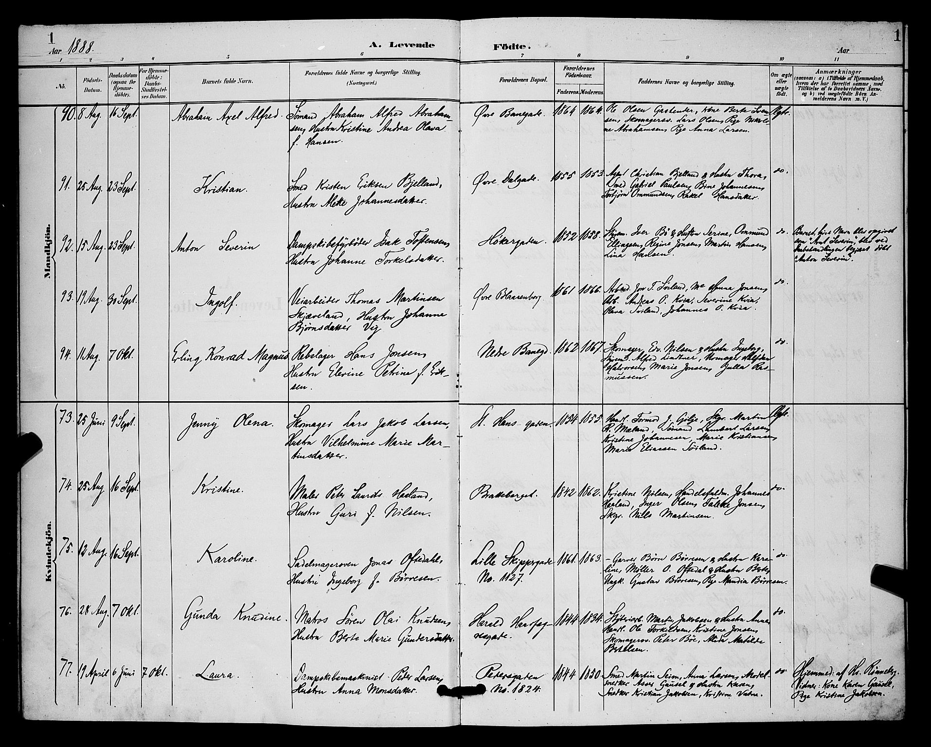 St. Johannes sokneprestkontor, AV/SAST-A-101814/001/30/30BB/L0002: Parish register (copy) no. B 2, 1888-1901, p. 1