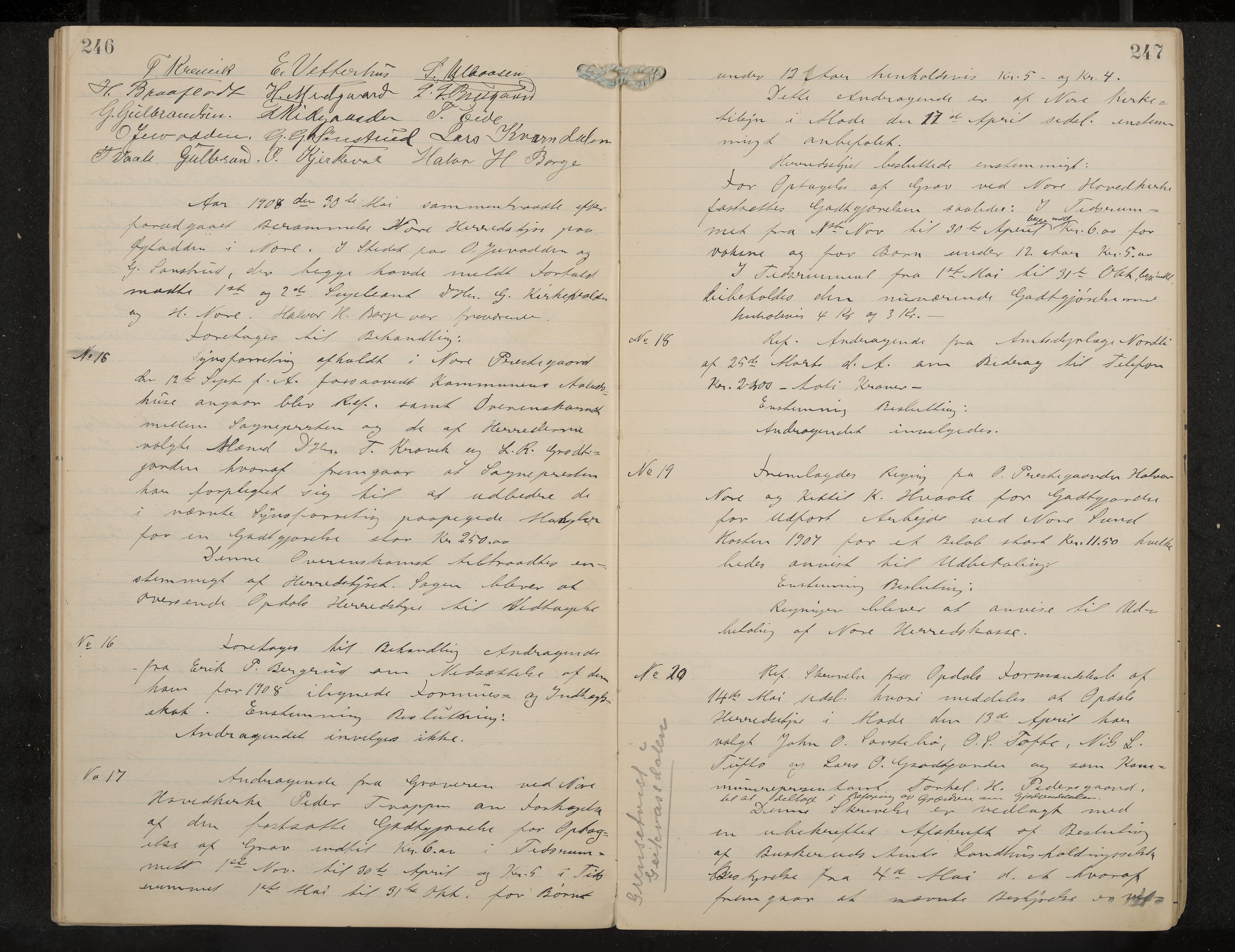 Nore formannskap og sentraladministrasjon, IKAK/0633021-2/A/Aa/L0001: Møtebok, 1901-1911, p. 246-247