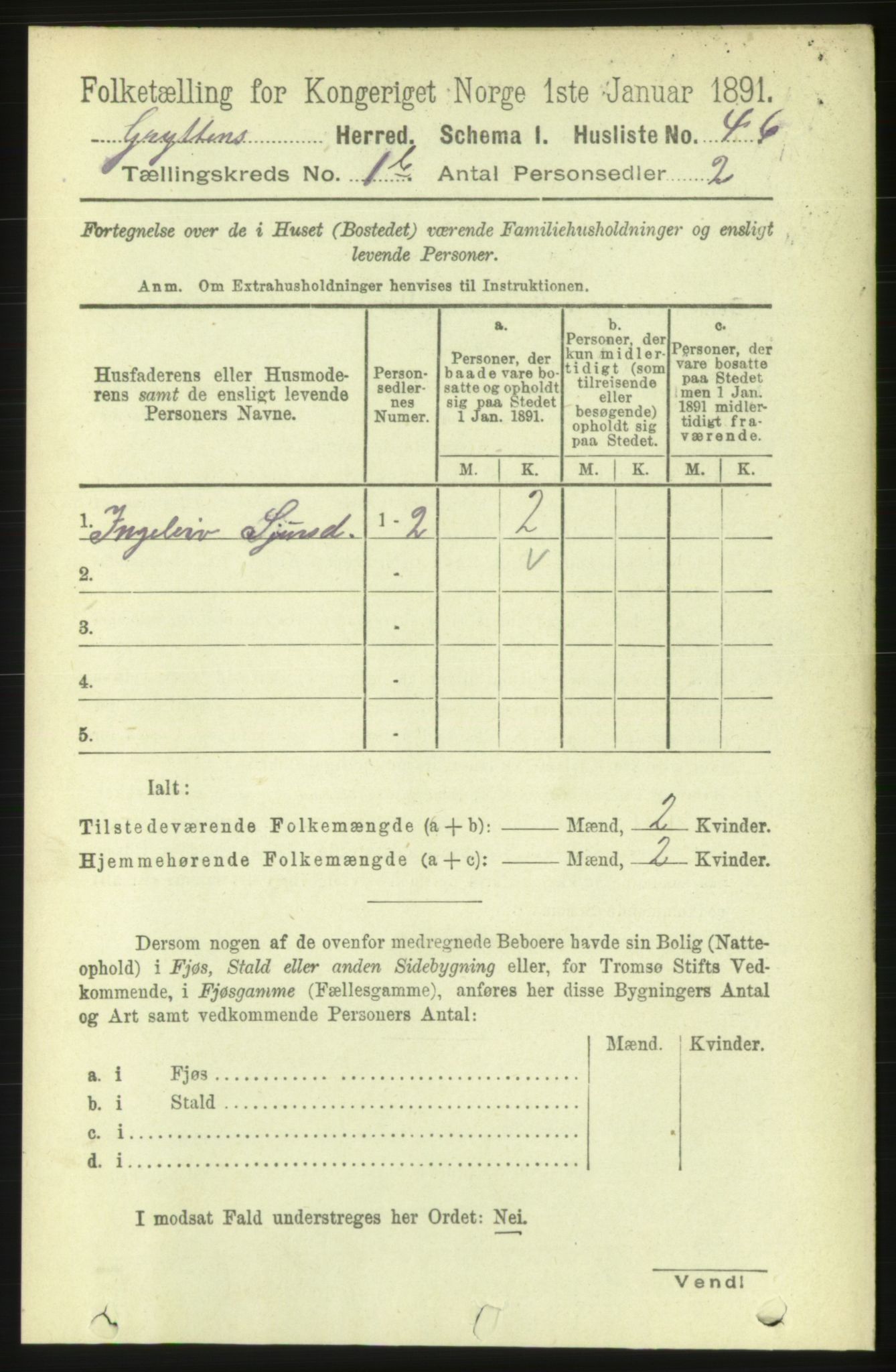 RA, 1891 census for 1539 Grytten, 1891, p. 192