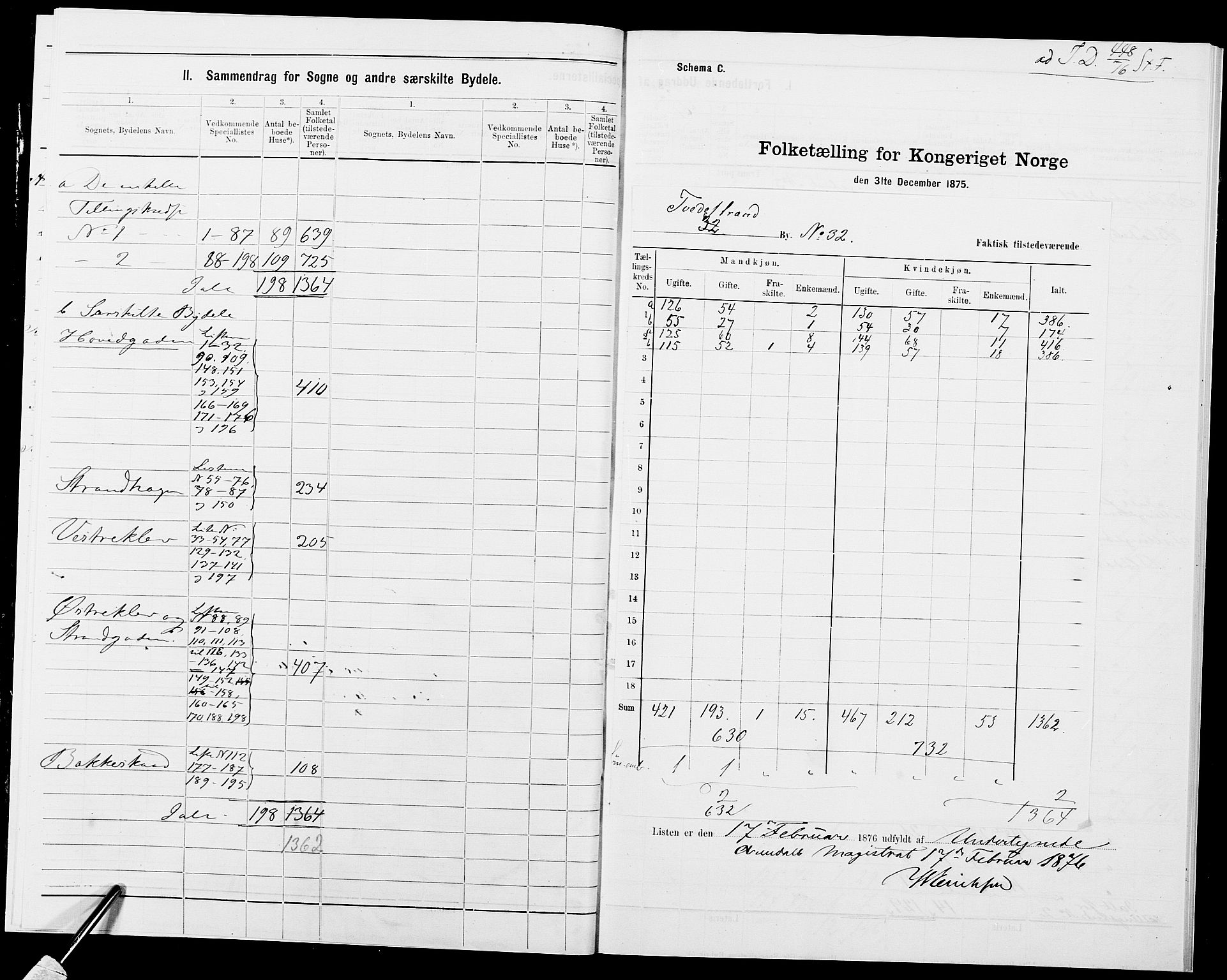 SAK, 1875 census for 0902B Holt/Tvedestrand, 1875, p. 5