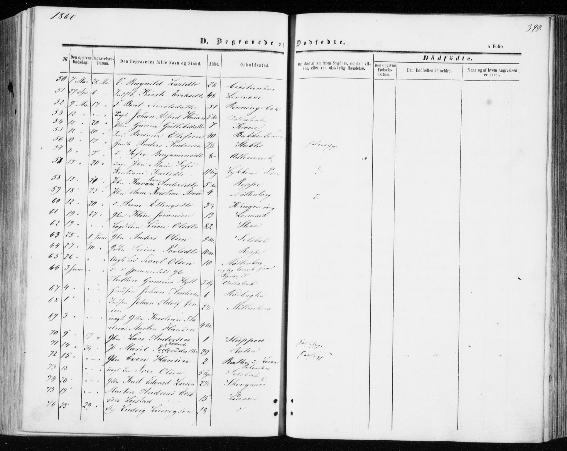 Ministerialprotokoller, klokkerbøker og fødselsregistre - Sør-Trøndelag, AV/SAT-A-1456/606/L0292: Parish register (official) no. 606A07, 1856-1865, p. 399