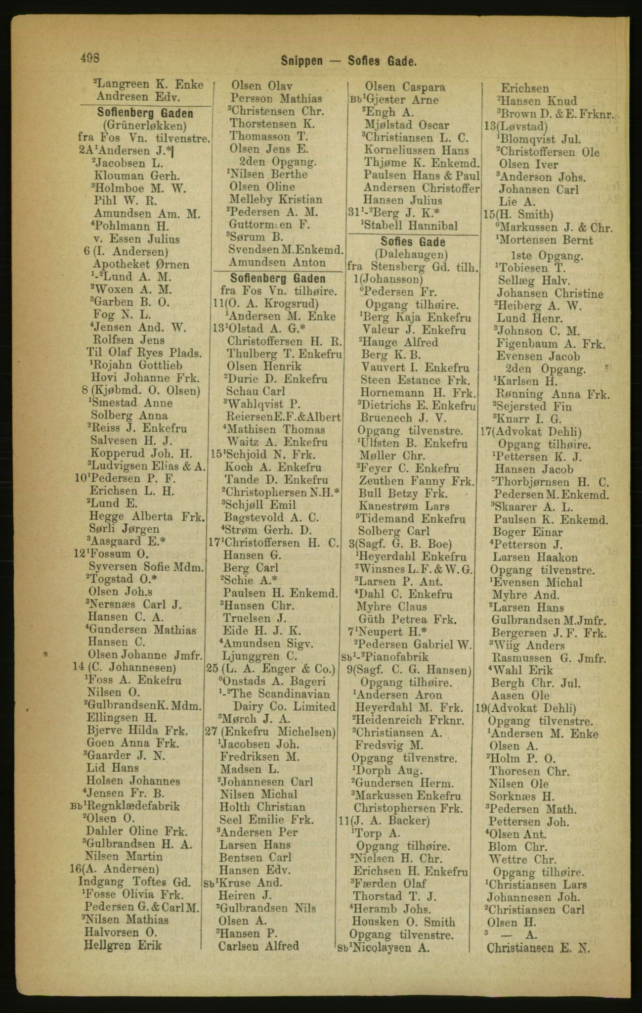 Kristiania/Oslo adressebok, PUBL/-, 1888, p. 498