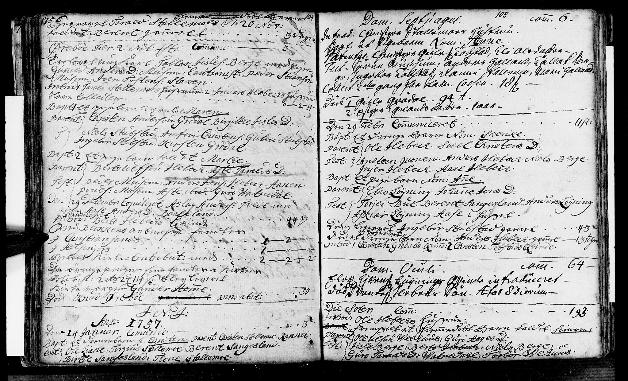 Vennesla sokneprestkontor, AV/SAK-1111-0045/Fa/Fac/L0001: Parish register (official) no. A 1, 1743-1784, p. 104-105