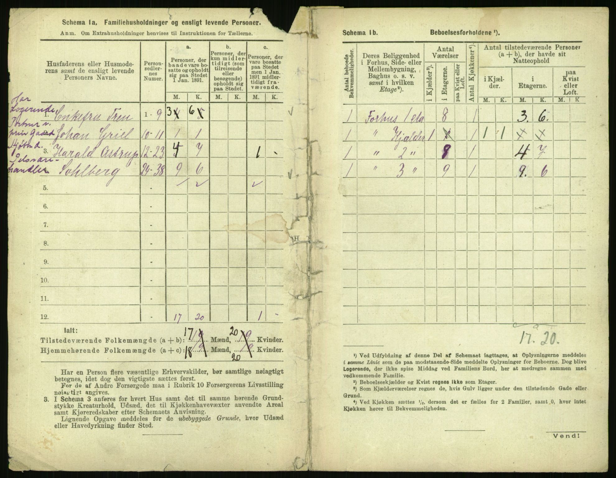 RA, 1891 census for 0301 Kristiania, 1891, p. 43396