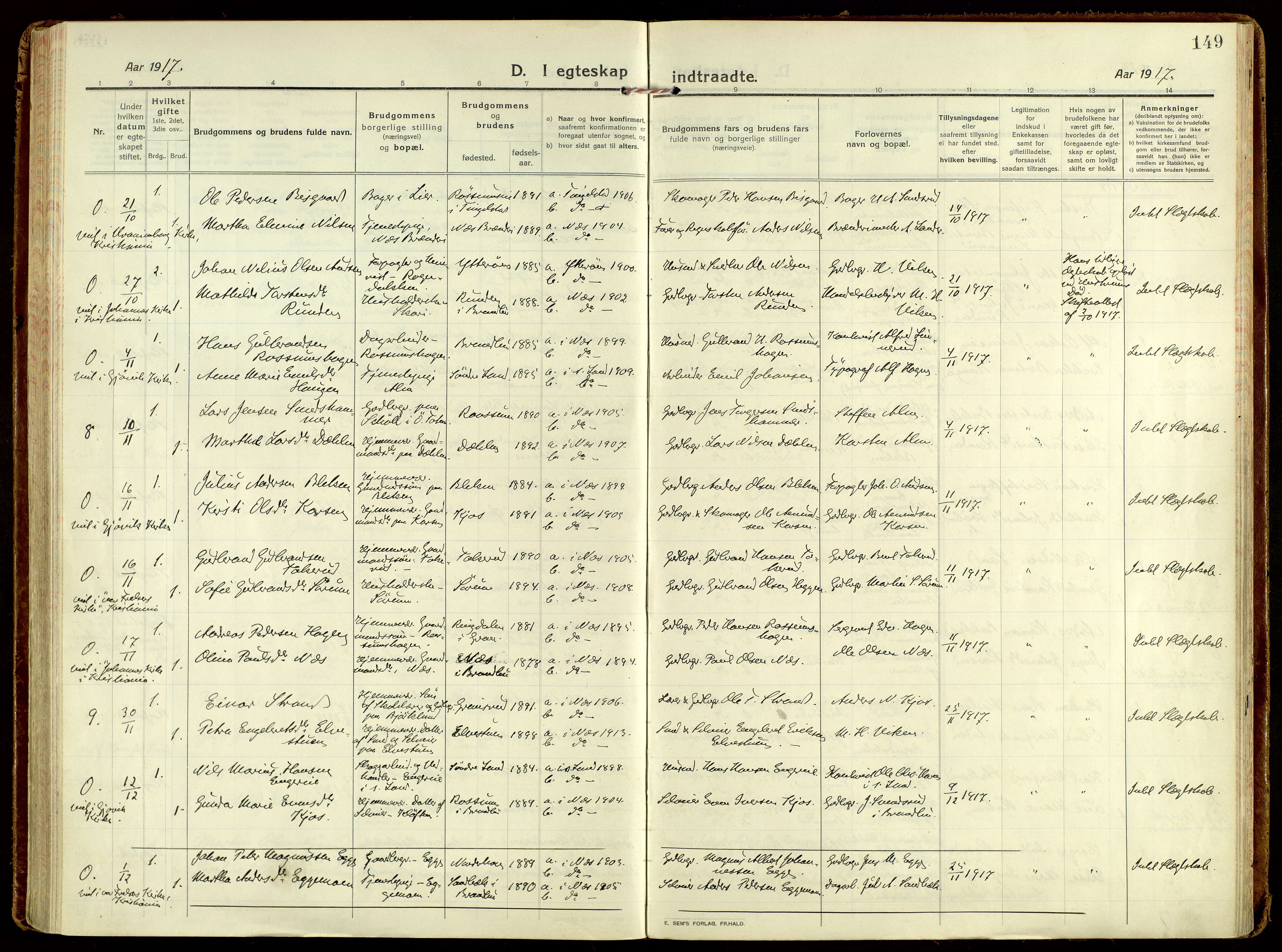 Brandbu prestekontor, AV/SAH-PREST-114/H/Ha/Haa/L0004: Parish register (official) no. 4, 1913-1923, p. 149