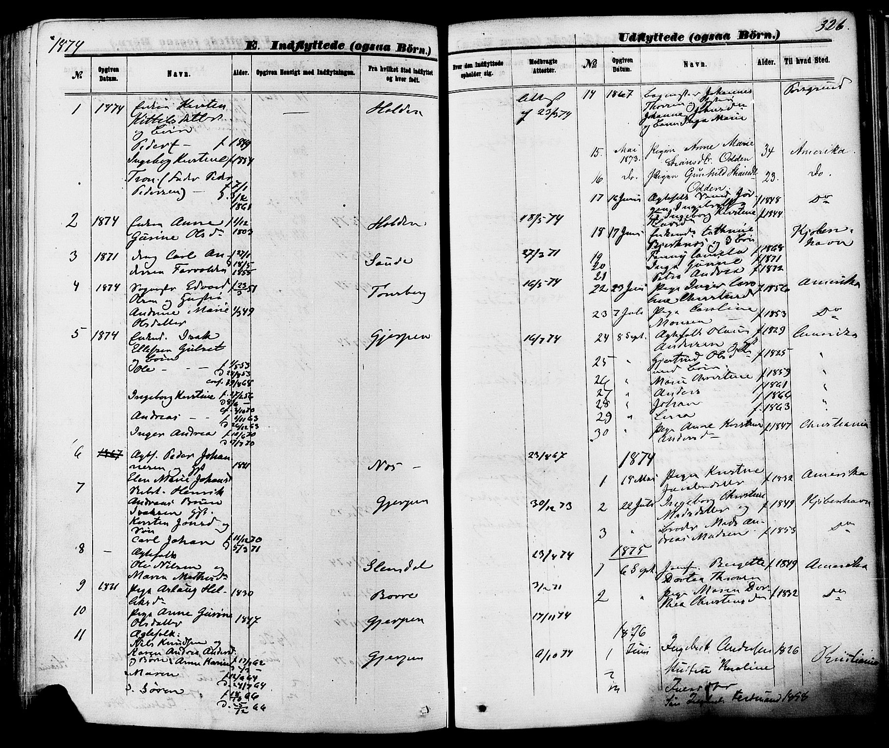 Skien kirkebøker, AV/SAKO-A-302/F/Fa/L0008: Parish register (official) no. 8, 1866-1877, p. 326