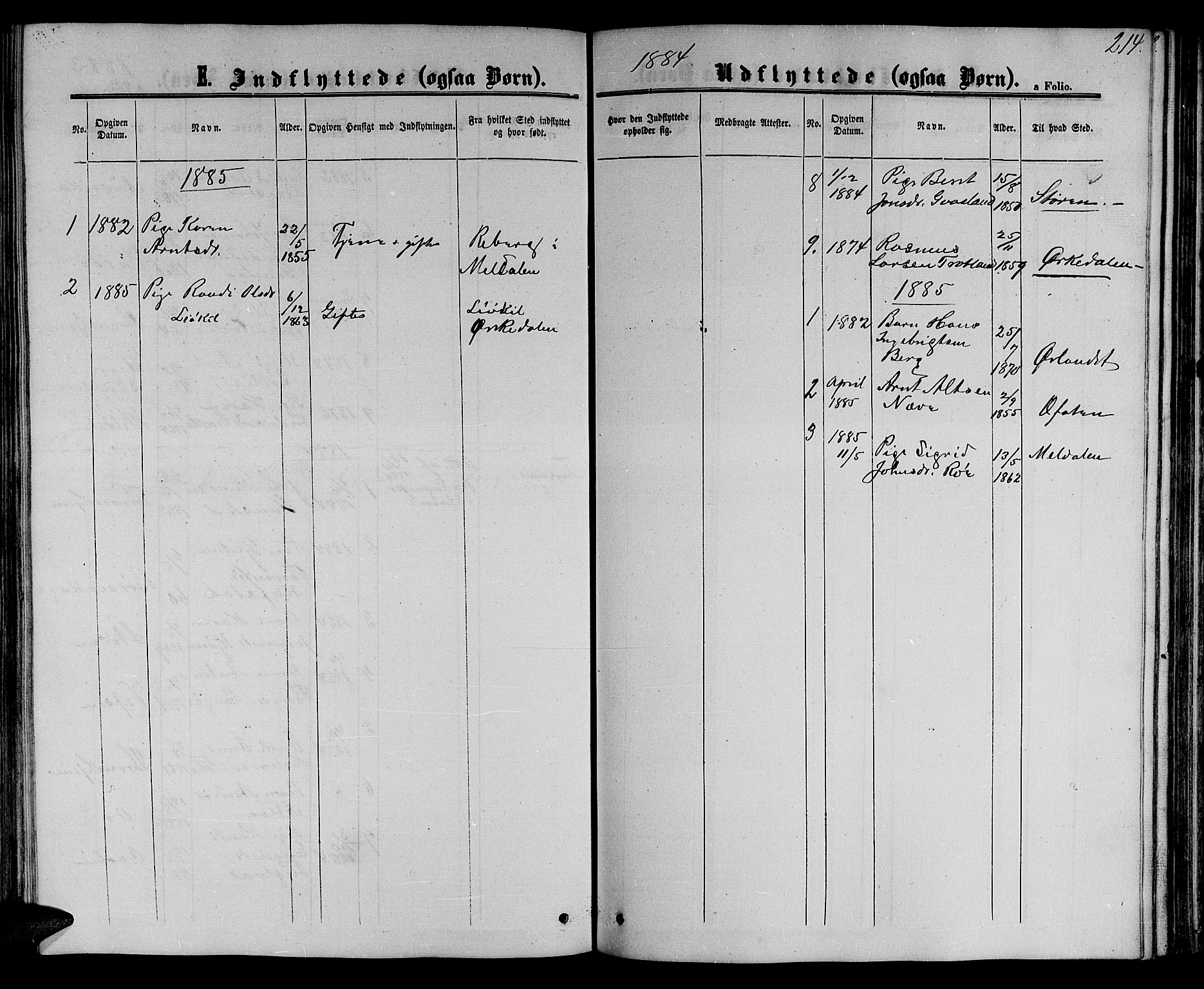 Ministerialprotokoller, klokkerbøker og fødselsregistre - Sør-Trøndelag, AV/SAT-A-1456/694/L1131: Parish register (copy) no. 694C03, 1858-1886, p. 214