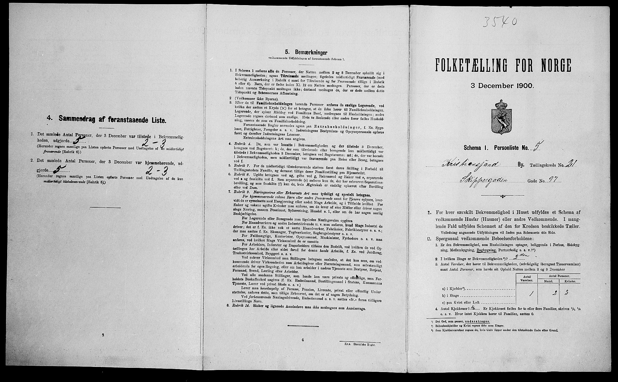 SAK, 1900 census for Kristiansand, 1900, p. 3141