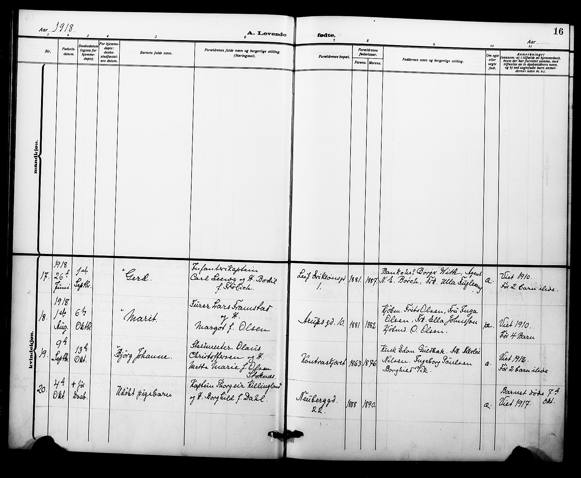 Garnisonsmenigheten Kirkebøker, AV/SAO-A-10846/F/Fa/L0015: Parish register (official) no. 15, 1915-1921, p. 16