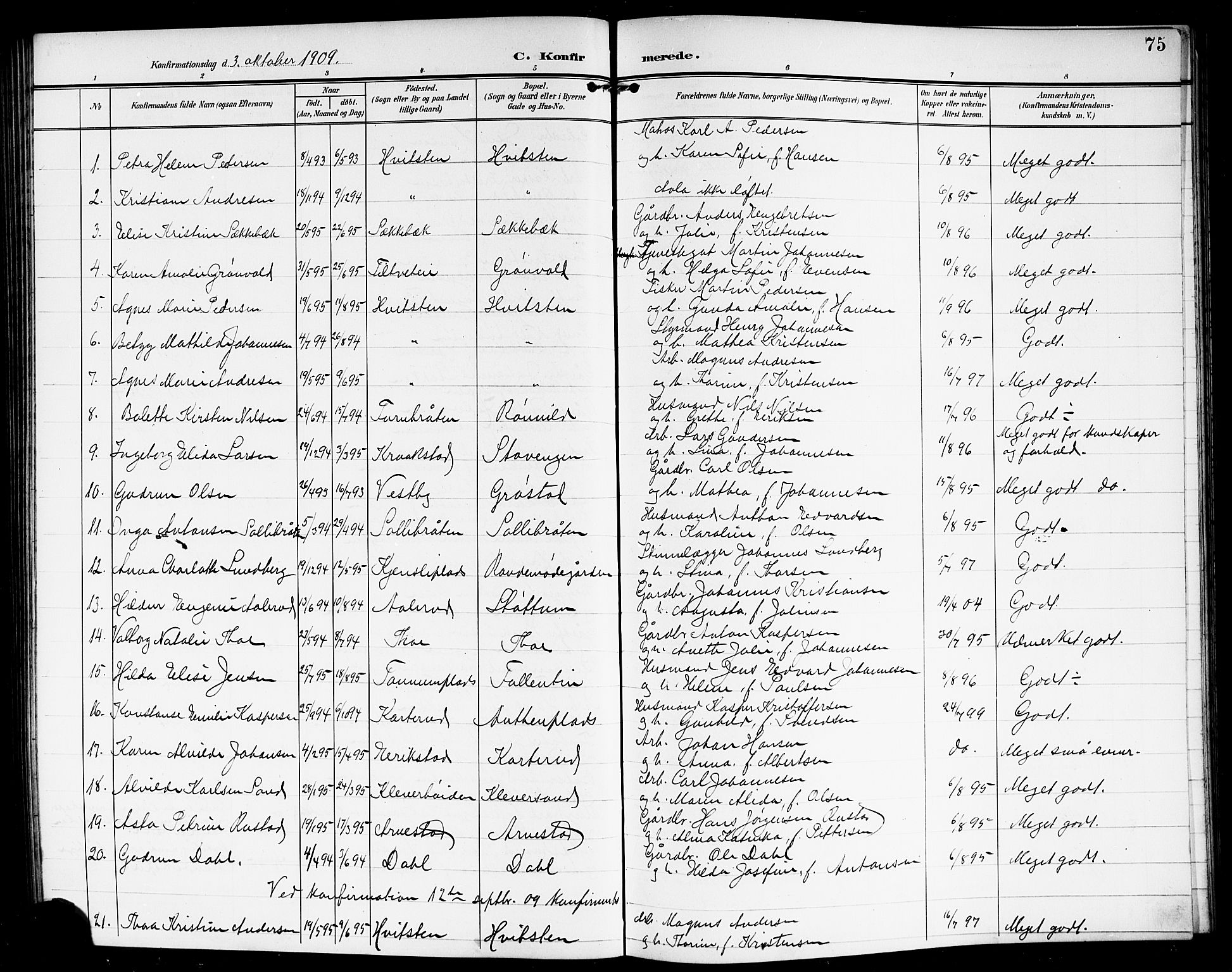 Vestby prestekontor Kirkebøker, SAO/A-10893/G/Ga/L0002: Parish register (copy) no. I 2, 1903-1916, p. 75