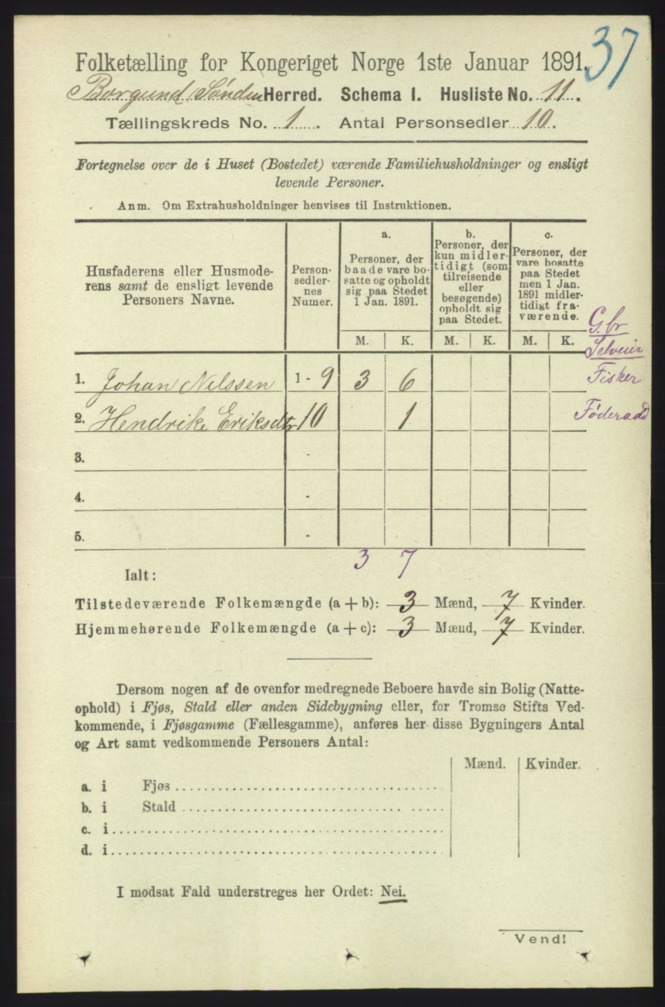 RA, 1891 census for 1531 Borgund, 1891, p. 71