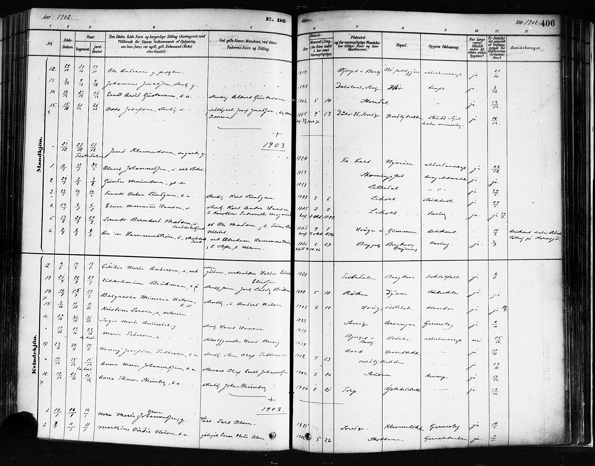 Idd prestekontor Kirkebøker, SAO/A-10911/F/Fc/L0006b: Parish register (official) no. III 6B, 1878-1903, p. 406