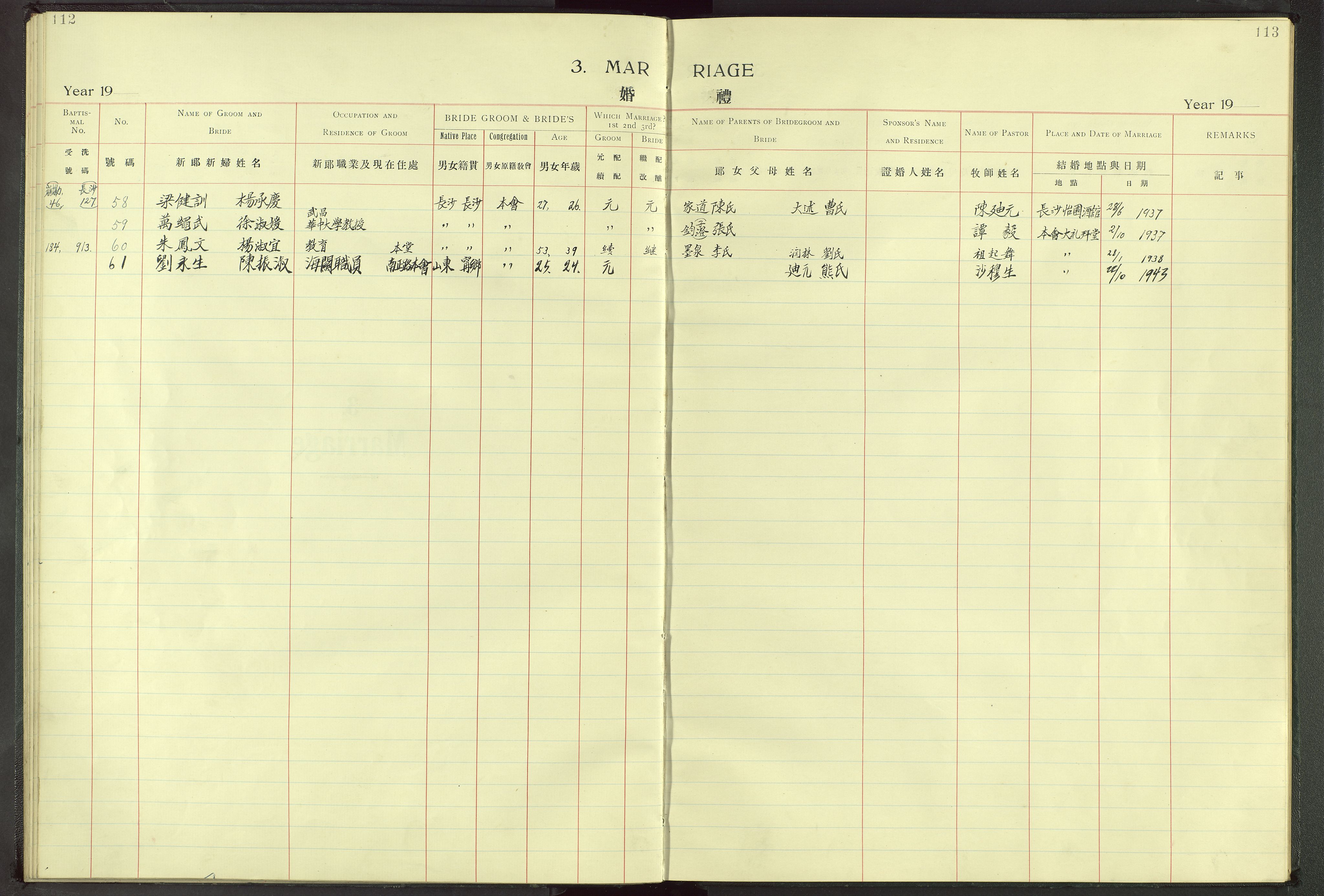 Det Norske Misjonsselskap - utland - Kina (Hunan), VID/MA-A-1065/Dm/L0002: Parish register (official) no. 47, 1936-1948, p. 112-113