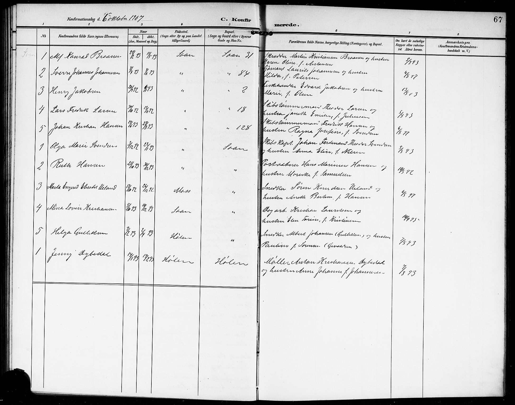 Vestby prestekontor Kirkebøker, AV/SAO-A-10893/G/Gb/L0002: Parish register (copy) no. II 2, 1903-1914, p. 67