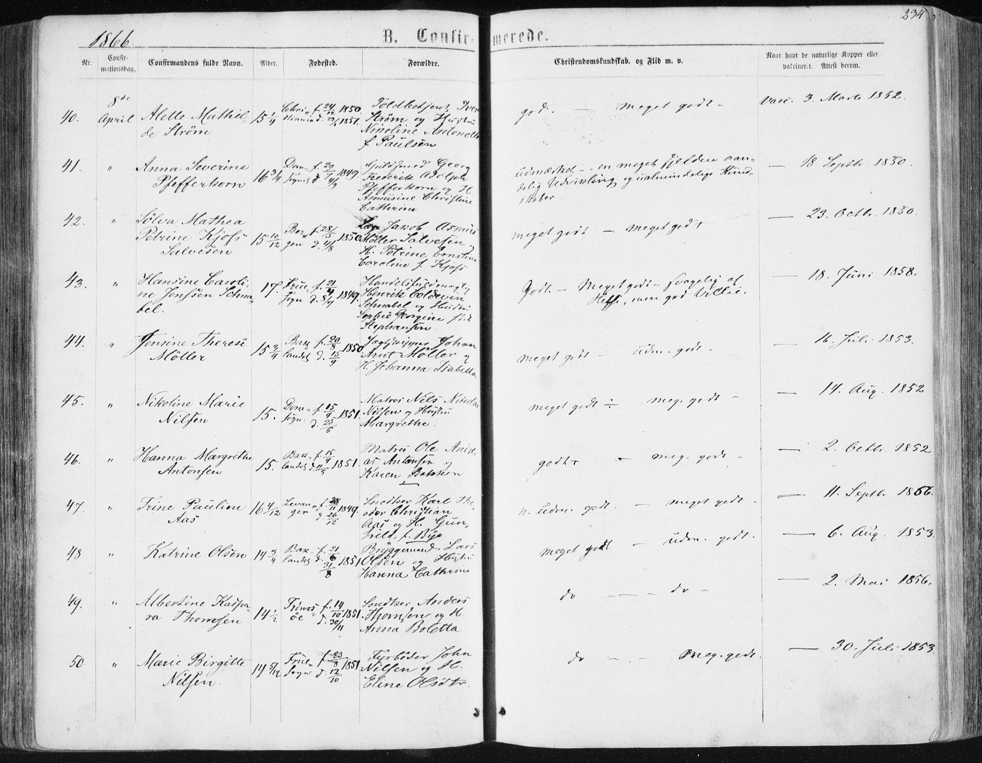 Ministerialprotokoller, klokkerbøker og fødselsregistre - Sør-Trøndelag, SAT/A-1456/604/L0186: Parish register (official) no. 604A07, 1866-1877, p. 234