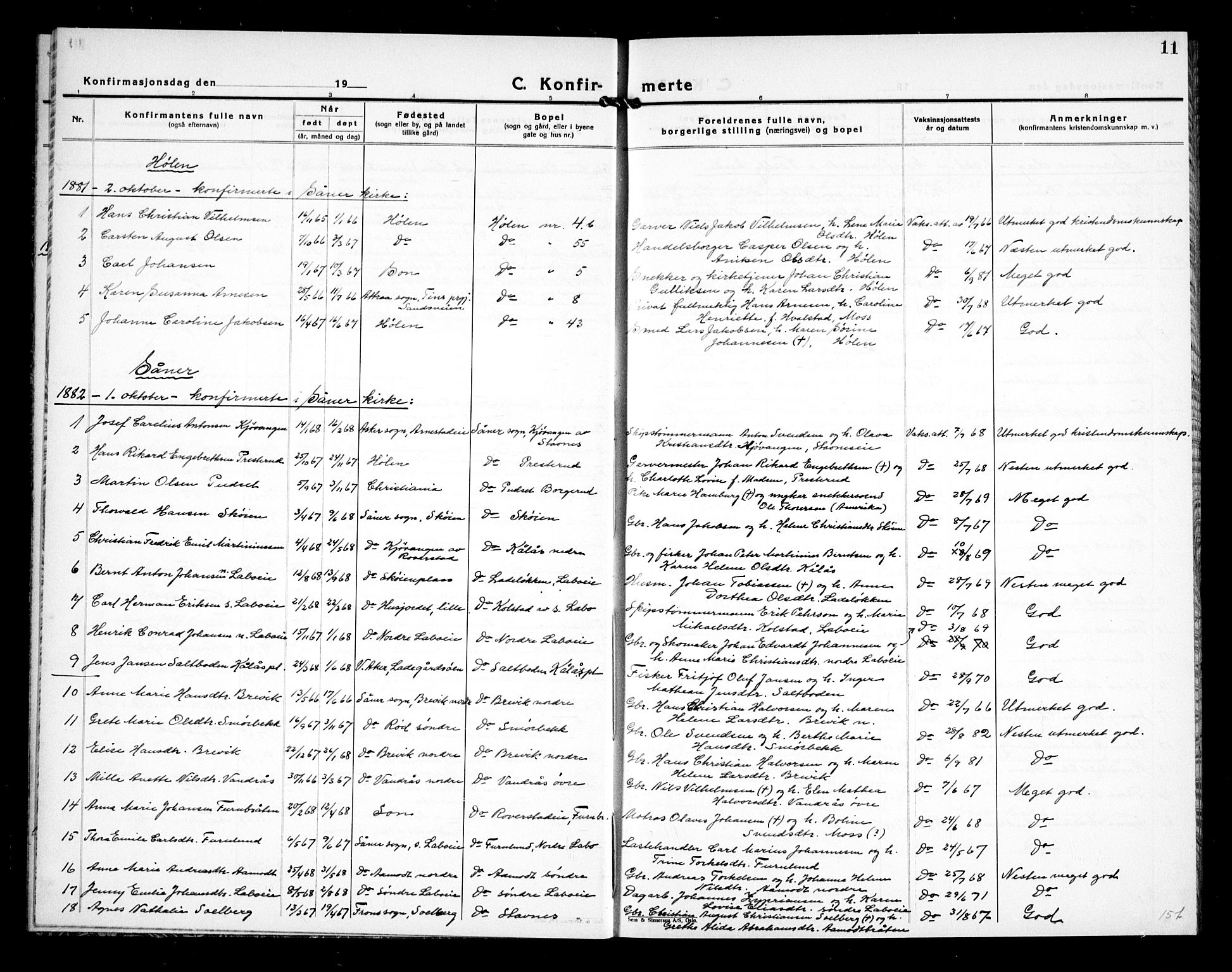 Vestby prestekontor Kirkebøker, SAO/A-10893/G/Gb/L0001: Parish register (copy) no. II 1, 1878-1905, p. 11