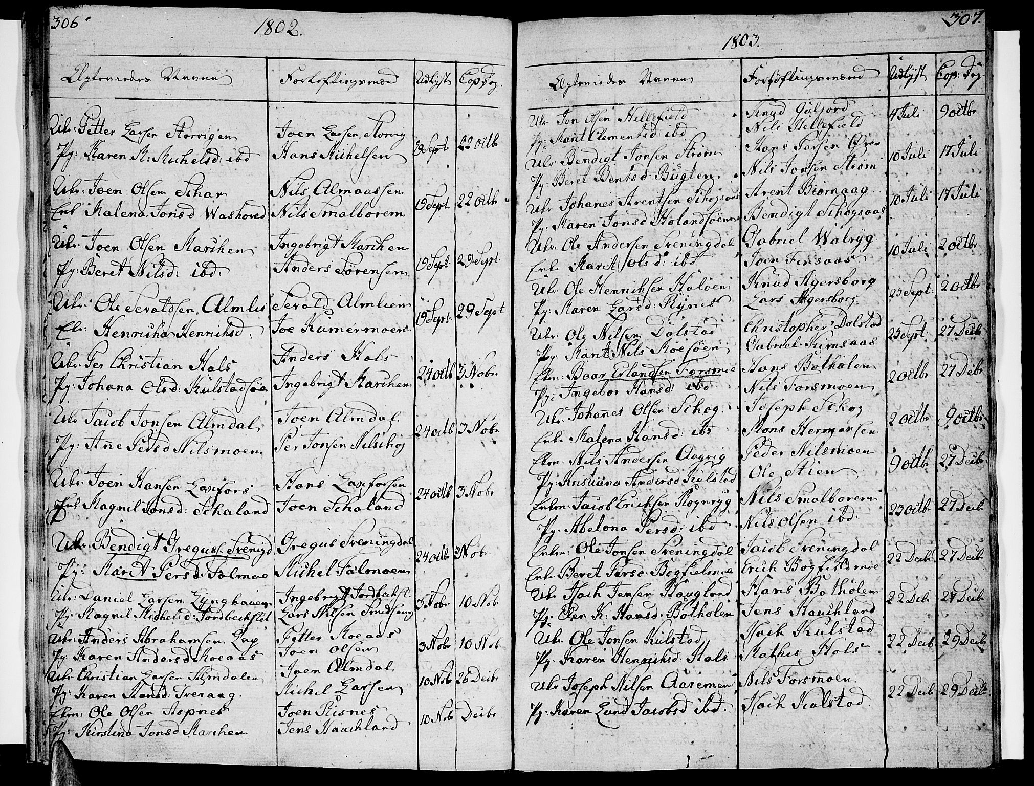 Ministerialprotokoller, klokkerbøker og fødselsregistre - Nordland, SAT/A-1459/820/L0287: Parish register (official) no. 820A08, 1800-1819, p. 306-307