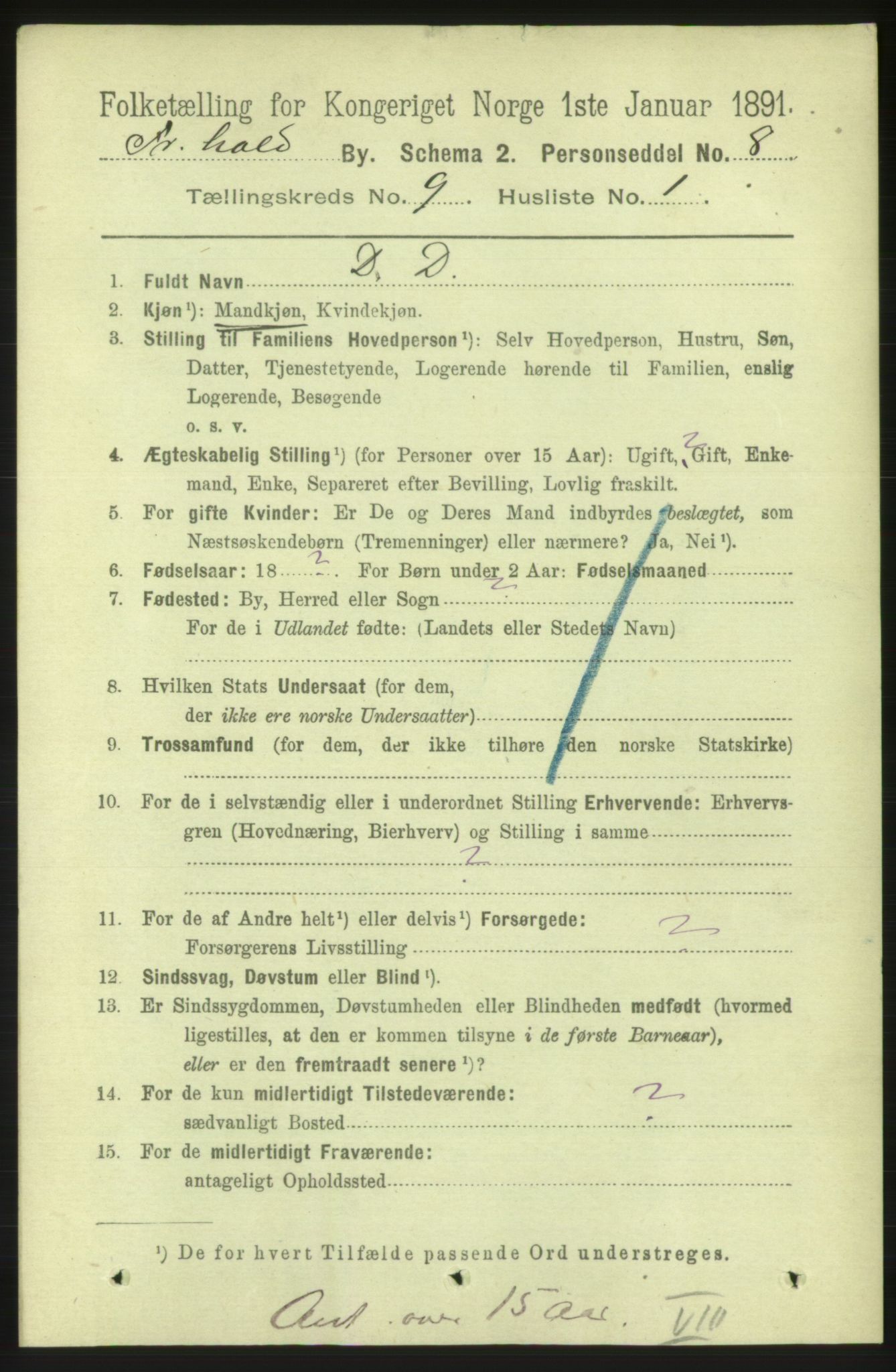 RA, 1891 census for 0101 Fredrikshald, 1891, p. 5917