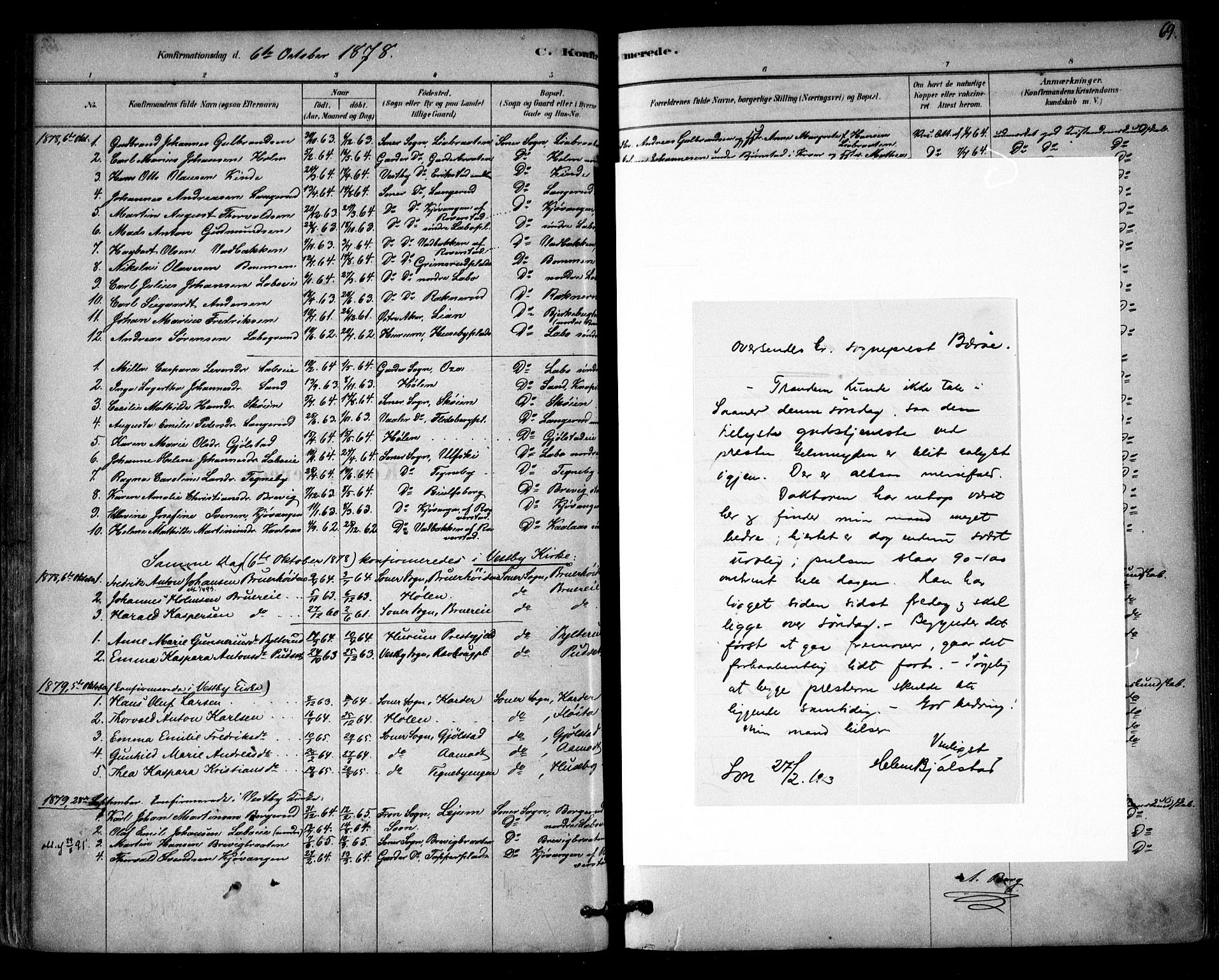 Vestby prestekontor Kirkebøker, SAO/A-10893/F/Fb/L0001: Parish register (official) no. II 1, 1878-1903