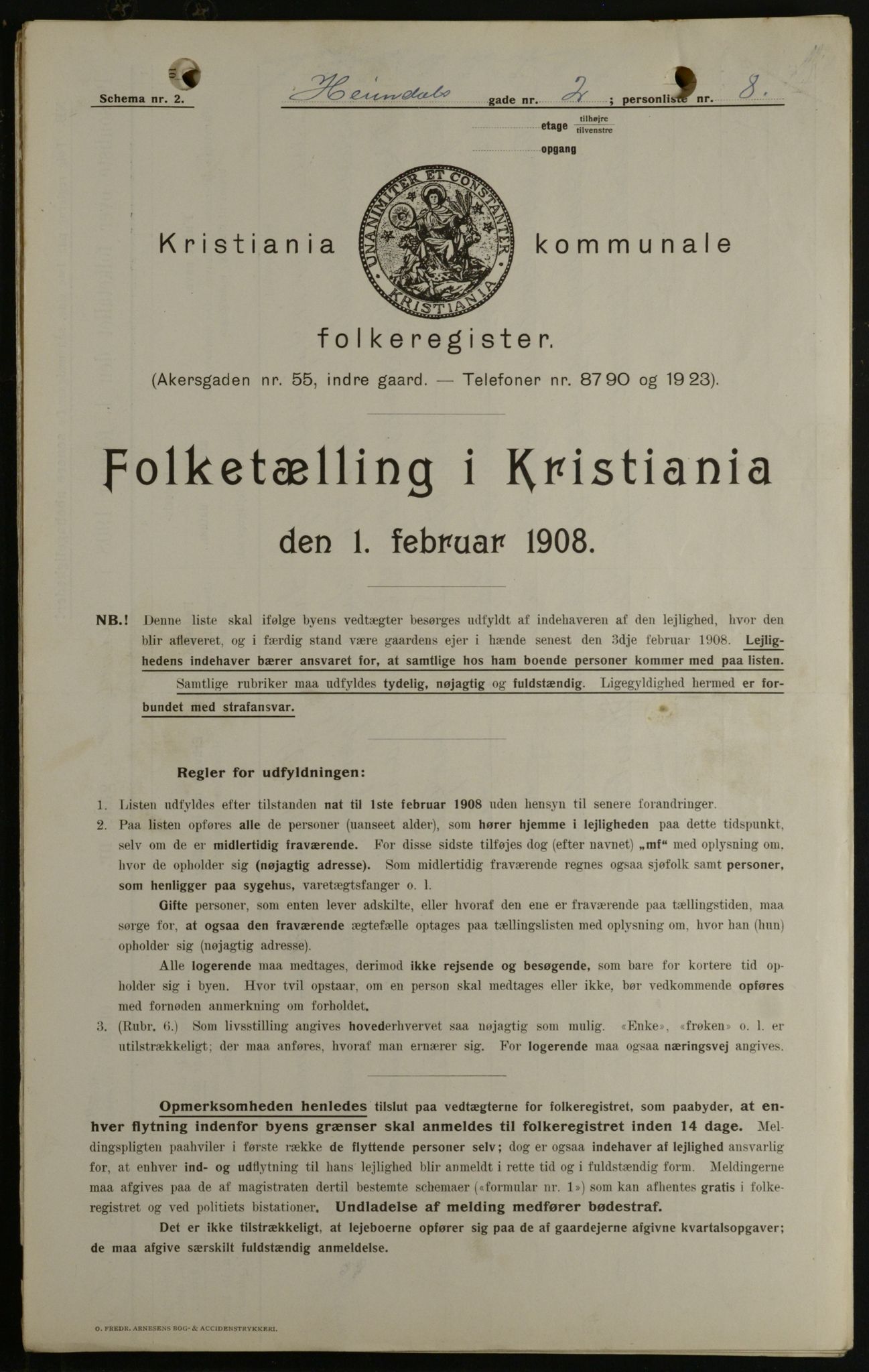 OBA, Municipal Census 1908 for Kristiania, 1908, p. 32913