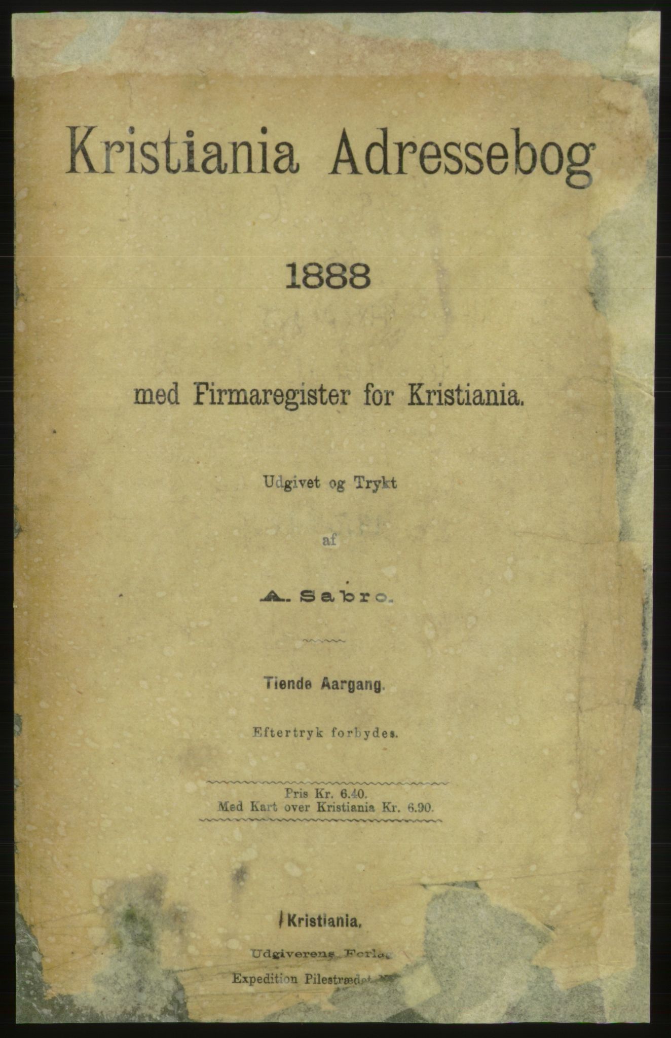 Kristiania/Oslo adressebok, PUBL/-, 1888
