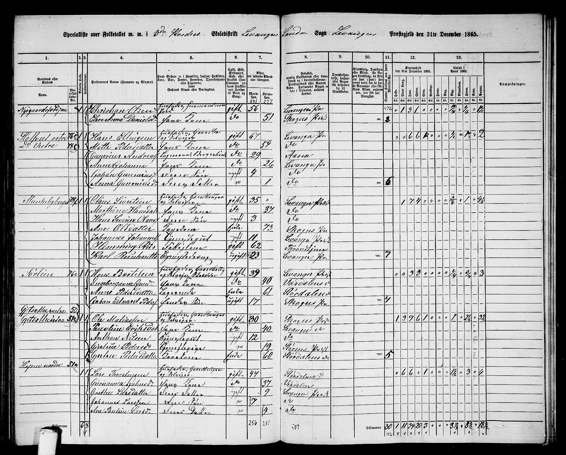 RA, 1865 census for Levanger/Levanger, 1865, p. 75