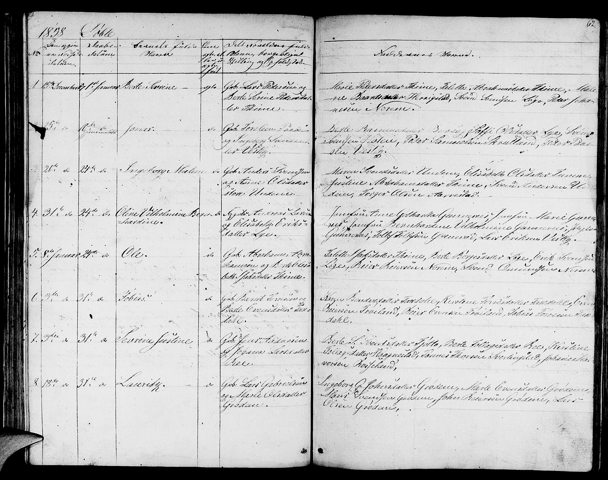 Lye sokneprestkontor, SAST/A-101794/001/30BB/L0002: Parish register (copy) no. B 2, 1852-1867, p. 62