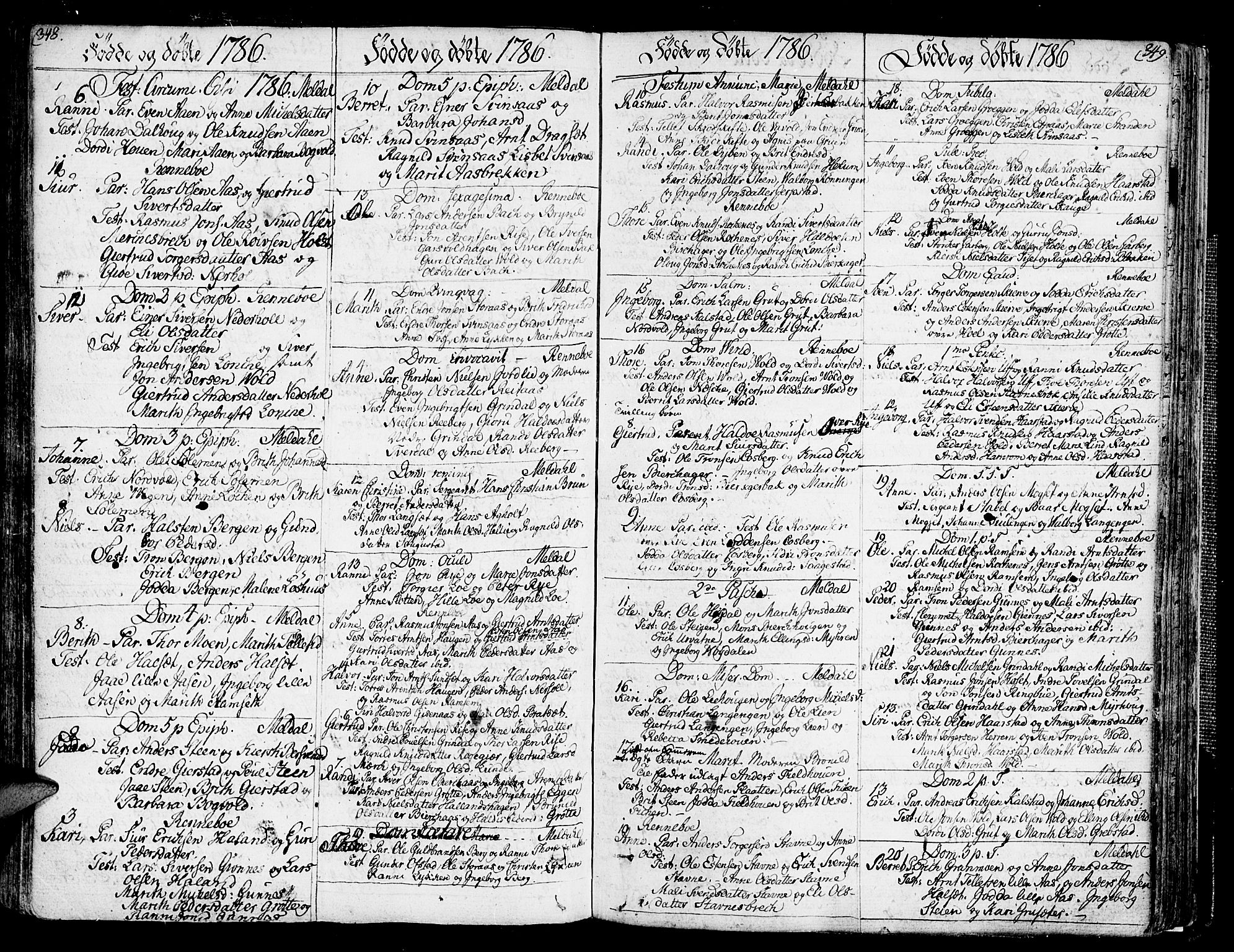 Ministerialprotokoller, klokkerbøker og fødselsregistre - Sør-Trøndelag, SAT/A-1456/672/L0852: Parish register (official) no. 672A05, 1776-1815, p. 348-349