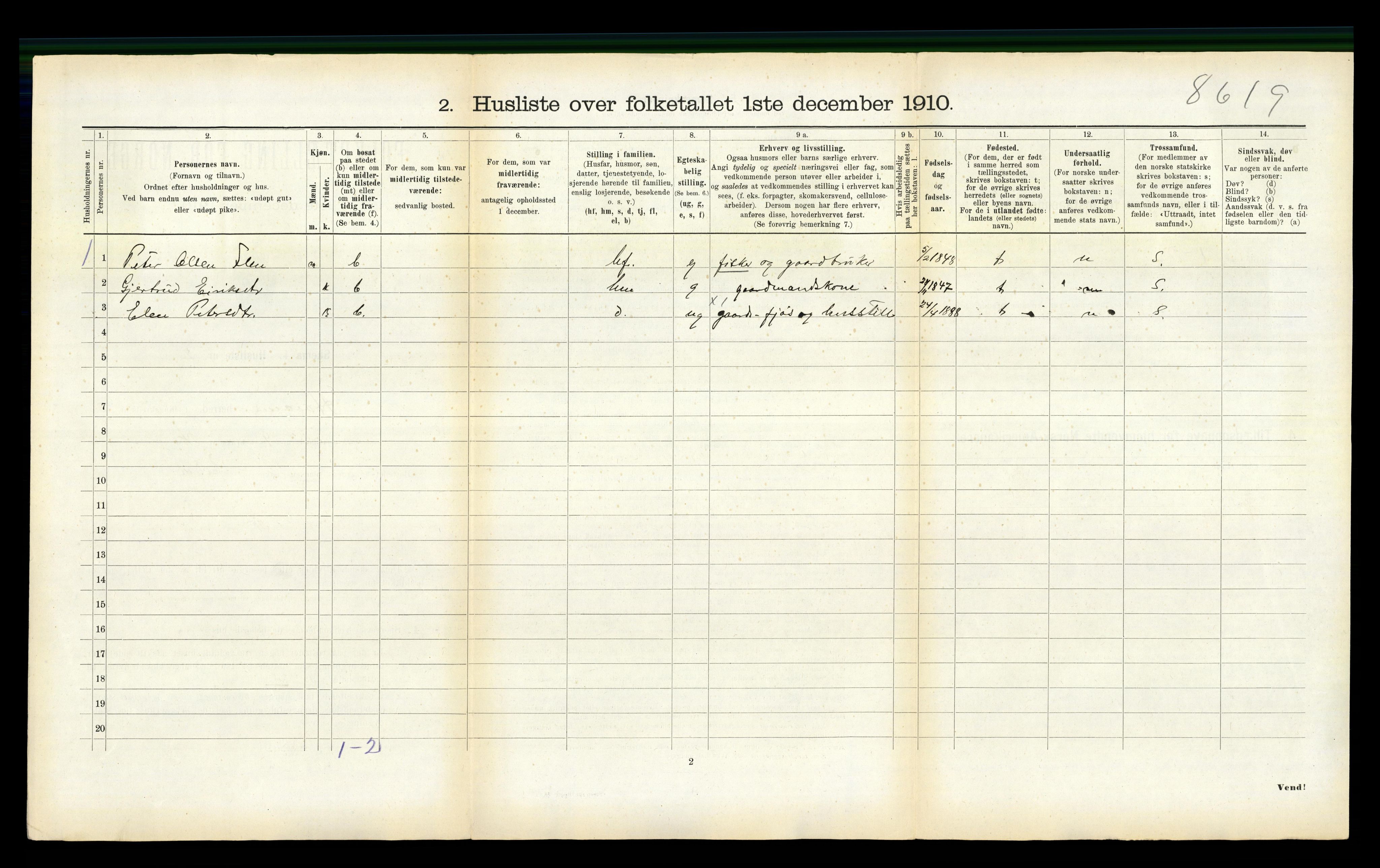 RA, 1910 census for Haram, 1910, p. 162