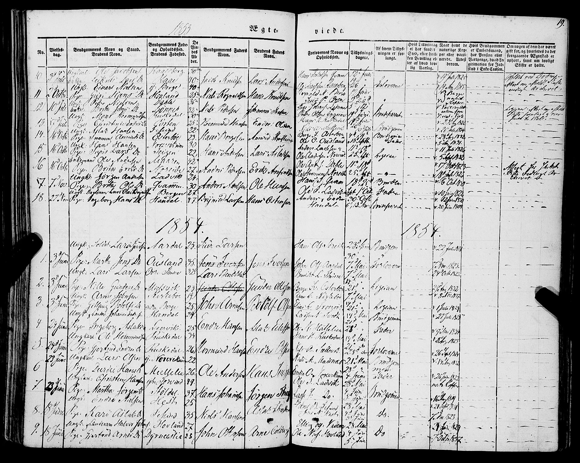 Lavik sokneprestembete, SAB/A-80901: Parish register (official) no. A 3, 1843-1863, p. 19