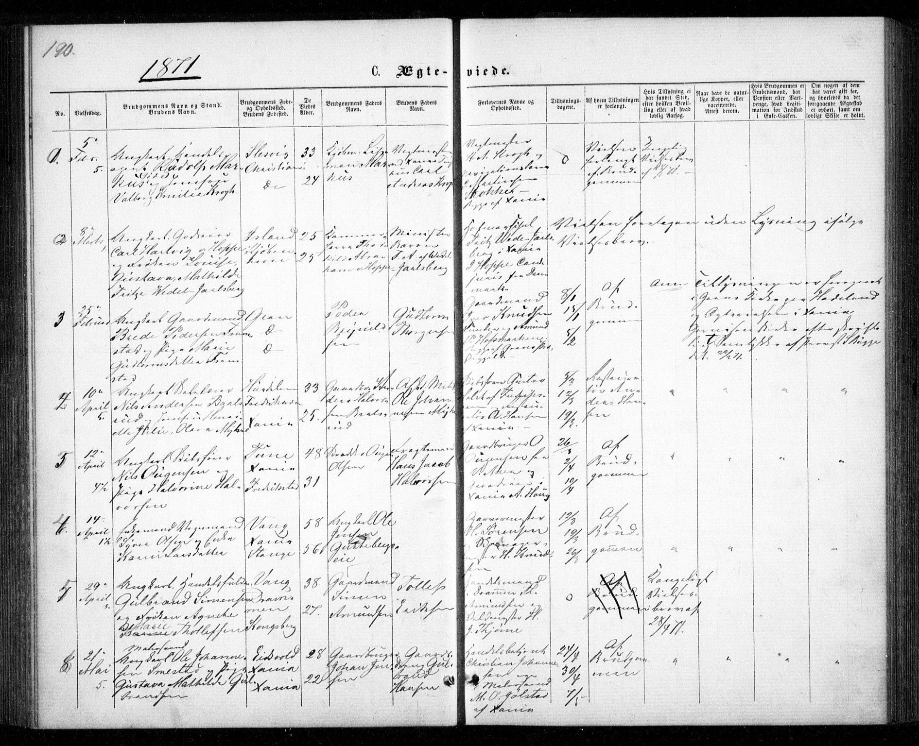 Garnisonsmenigheten Kirkebøker, SAO/A-10846/G/Ga/L0006: Parish register (copy) no. 6, 1860-1880, p. 190