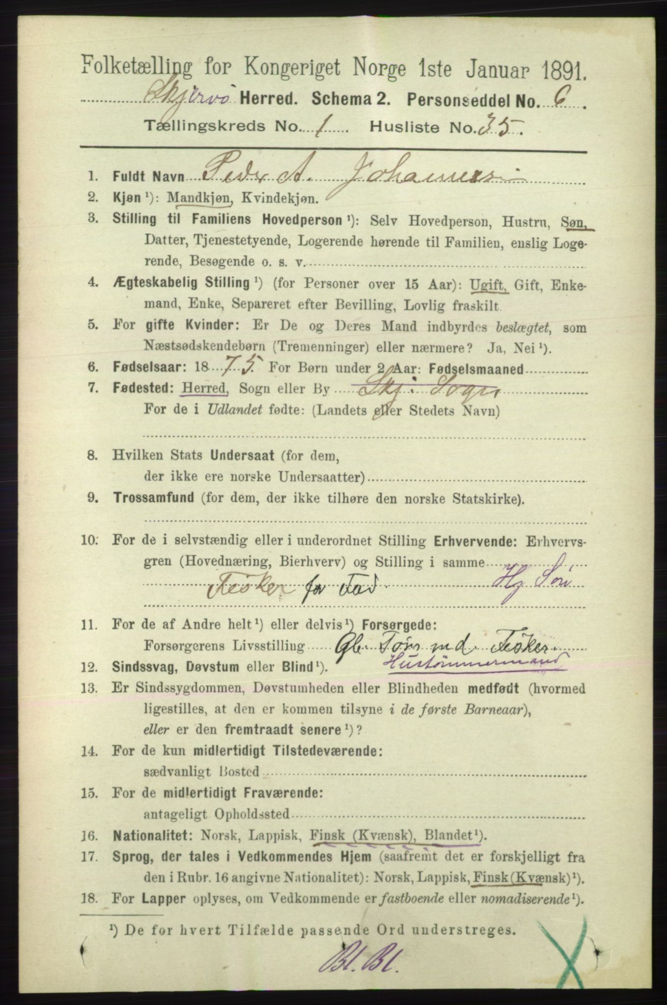 RA, 1891 census for 1941 Skjervøy, 1891, p. 397