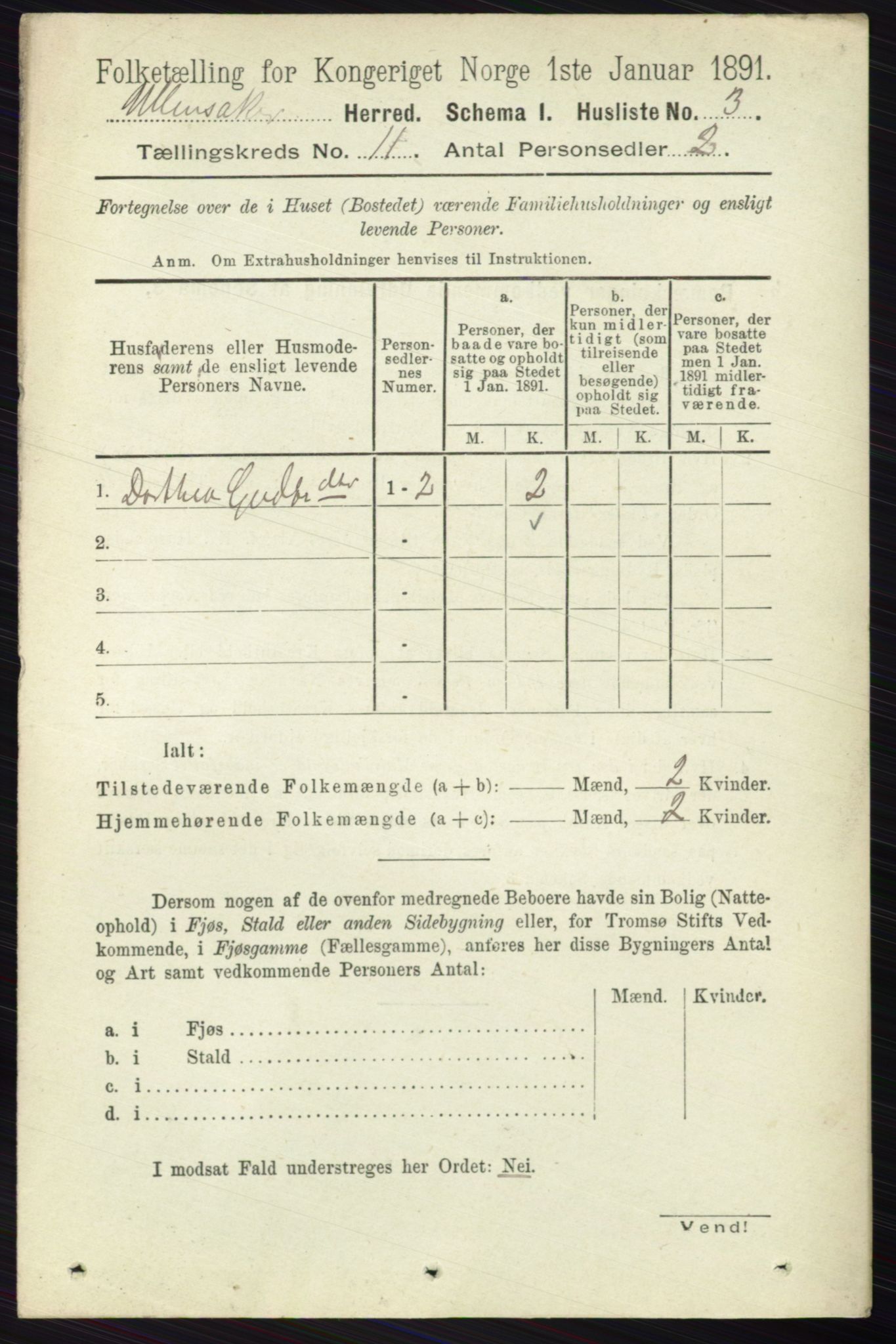 RA, 1891 census for 0235 Ullensaker, 1891, p. 4812