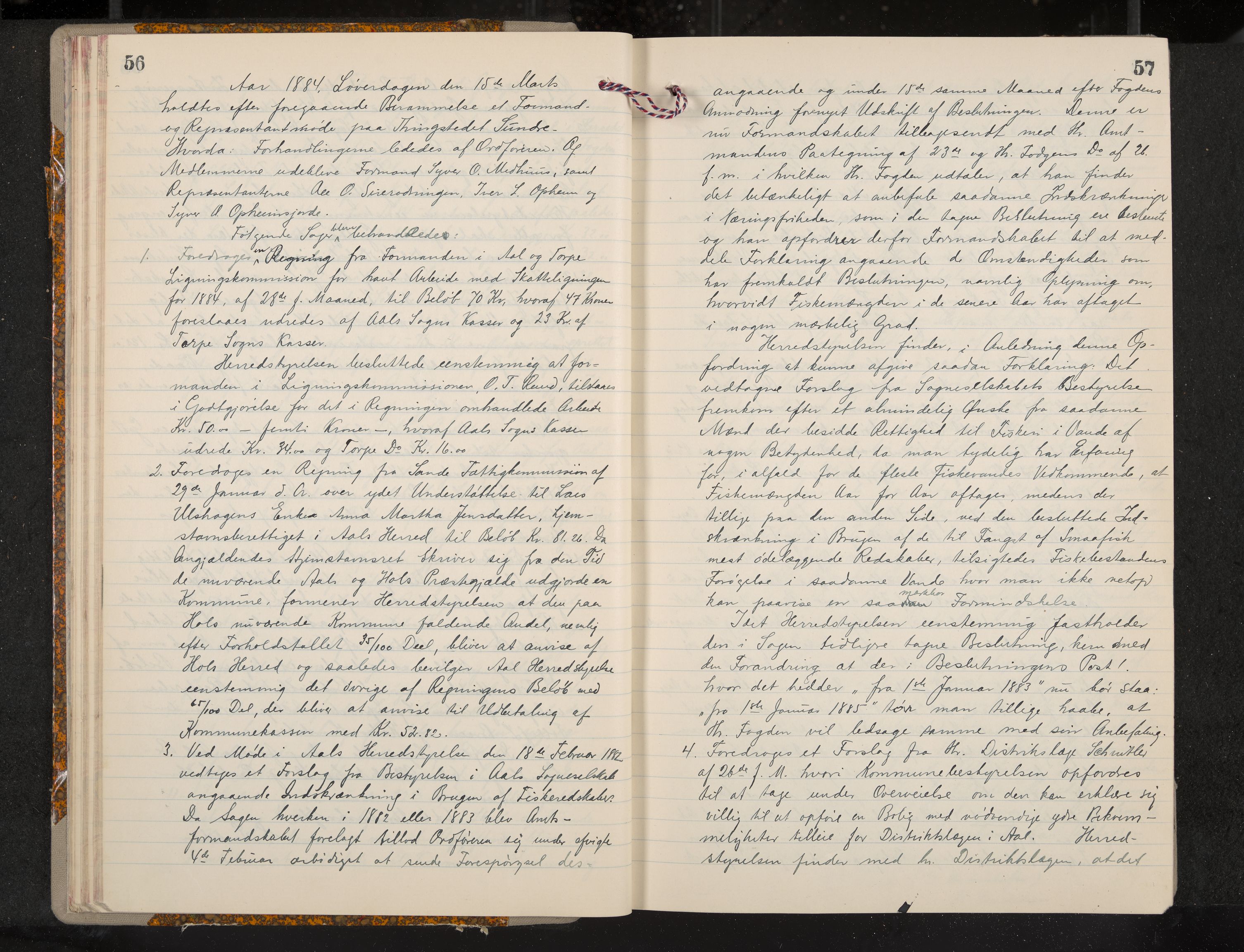 Ål formannskap og sentraladministrasjon, IKAK/0619021/A/Aa/L0004: Utskrift av møtebok, 1881-1901, p. 56-57