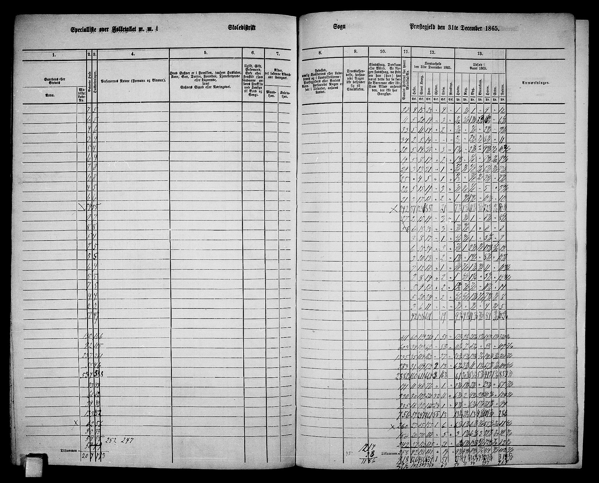 RA, 1865 census for Solum, 1865, p. 214