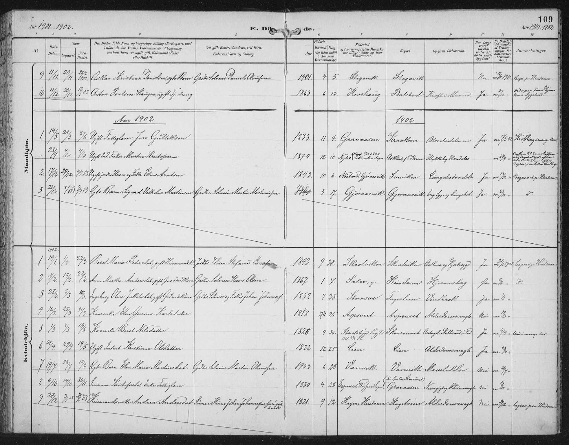 Ministerialprotokoller, klokkerbøker og fødselsregistre - Nord-Trøndelag, AV/SAT-A-1458/702/L0024: Parish register (official) no. 702A02, 1898-1914, p. 109