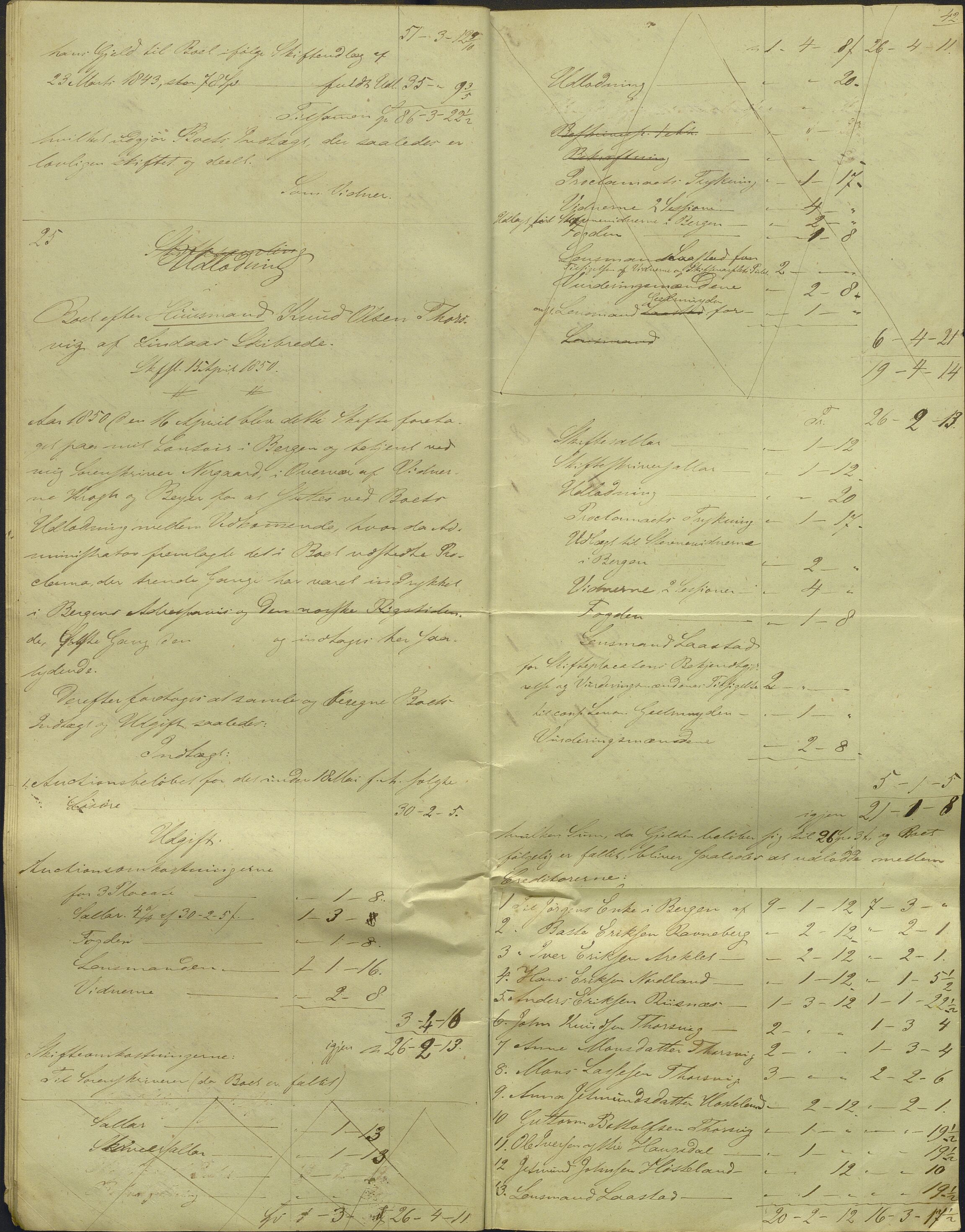 Nordhordland sorenskrivar, AV/SAB-A-2901/1/H/Hd/Hdb/L0001: Konsept til utlodningar, 1850-1852, p. 51