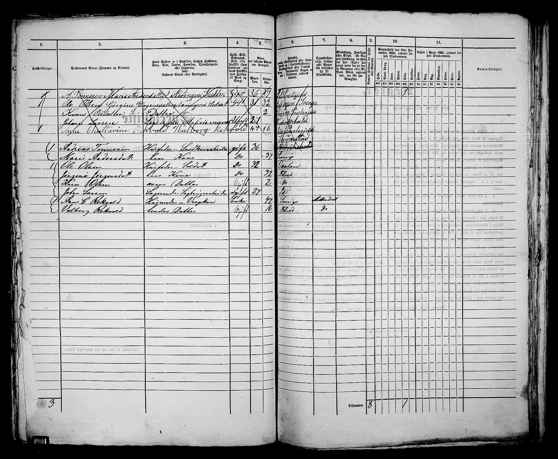 RA, 1865 census for Fredrikshald, 1865, p. 197