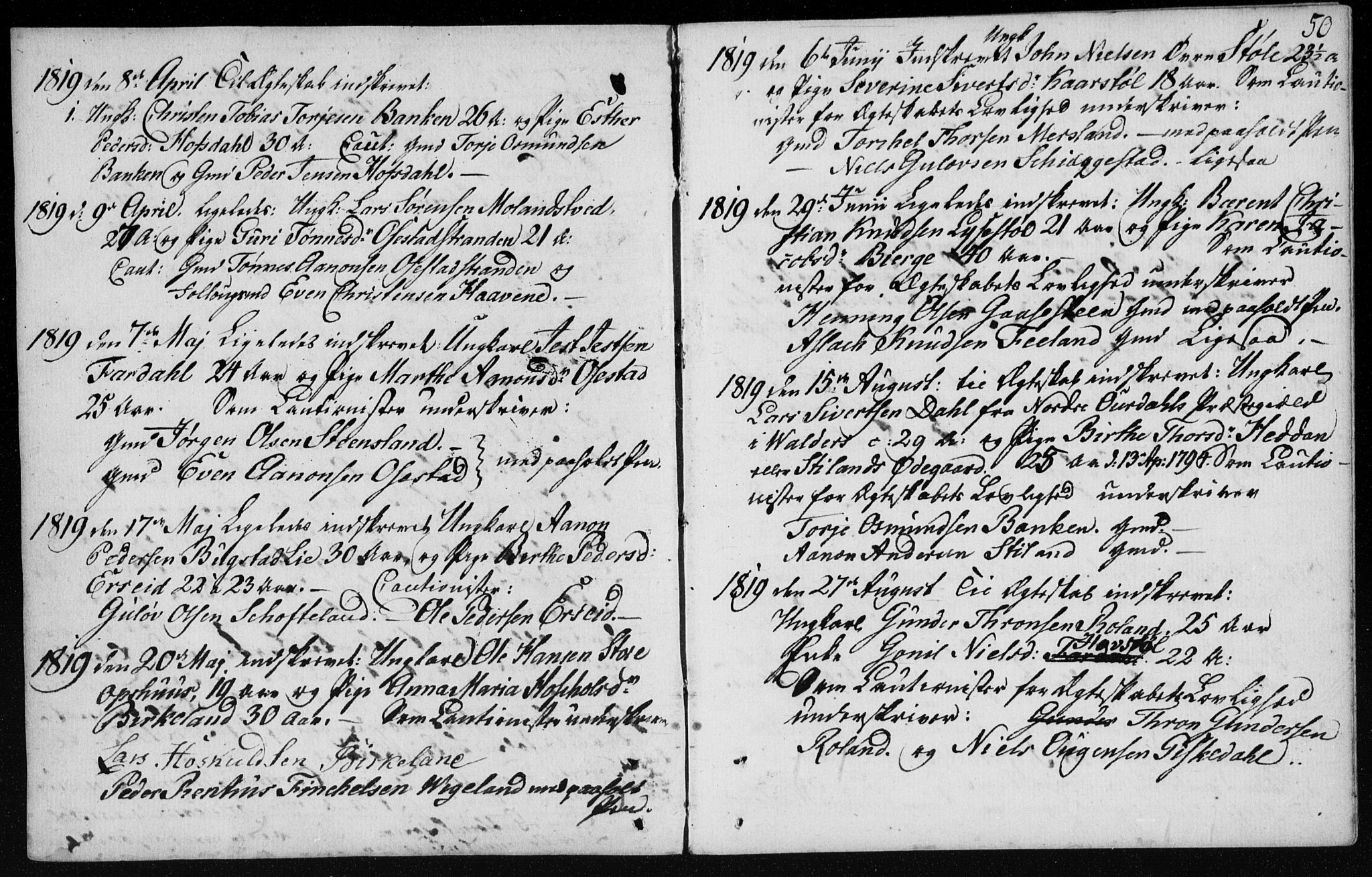 Sør-Audnedal sokneprestkontor, SAK/1111-0039/F/Fa/Fab/L0003: Parish register (official) no. A 3, 1766-1828, p. 50