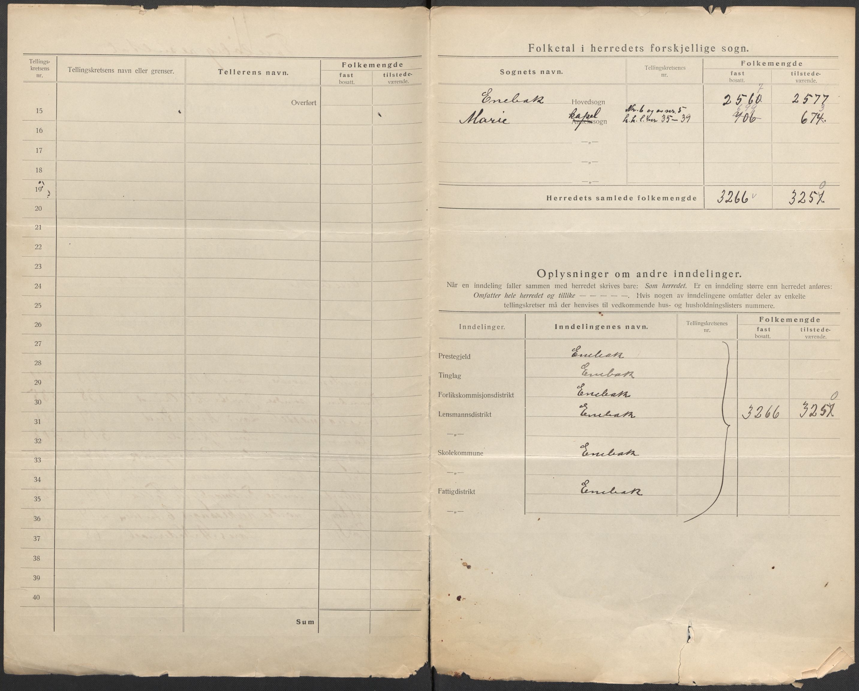 SAO, 1920 census for Enebakk, 1920, p. 10