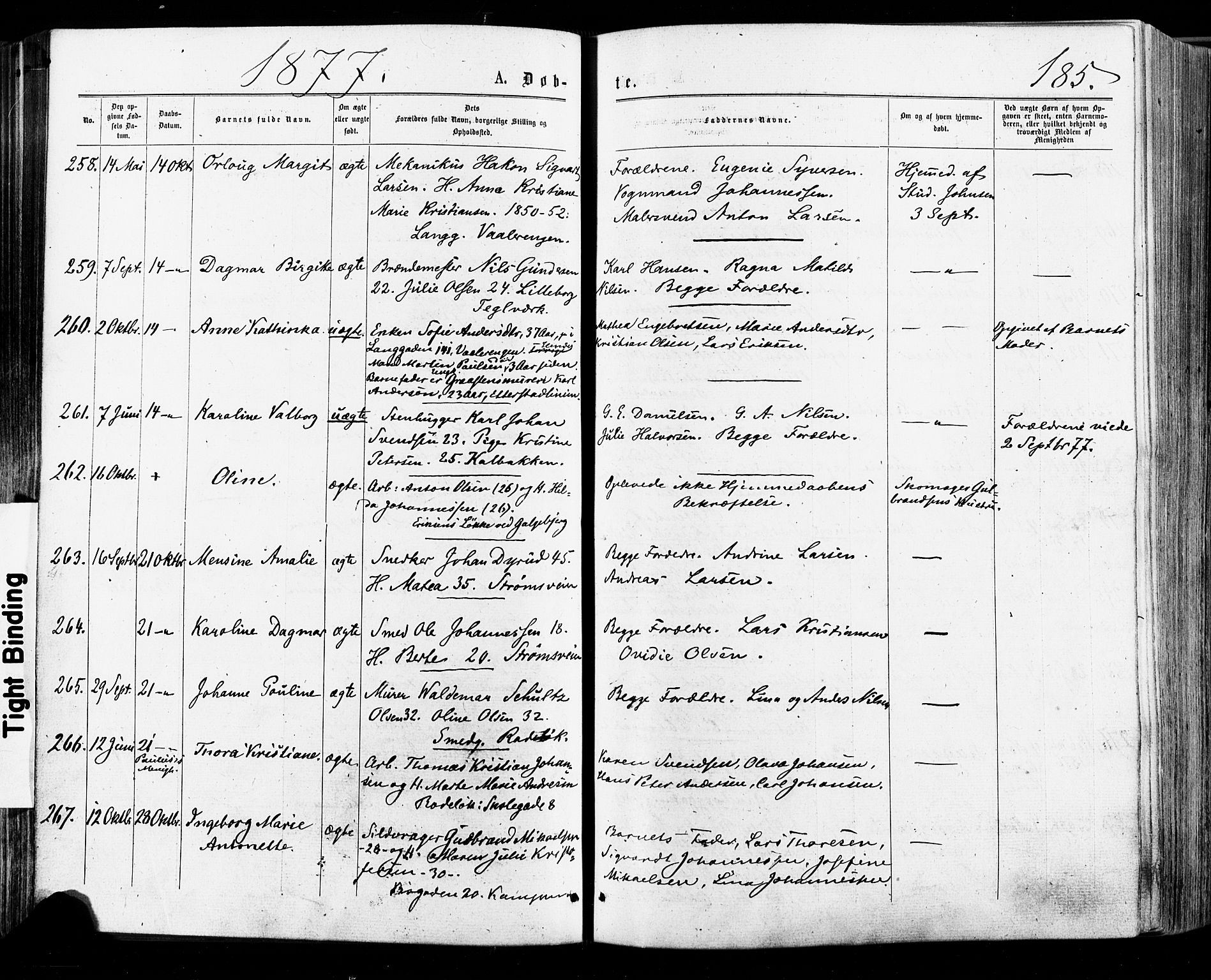 Østre Aker prestekontor Kirkebøker, SAO/A-10840/F/Fa/L0004: Parish register (official) no. I 4, 1876-1889, p. 185