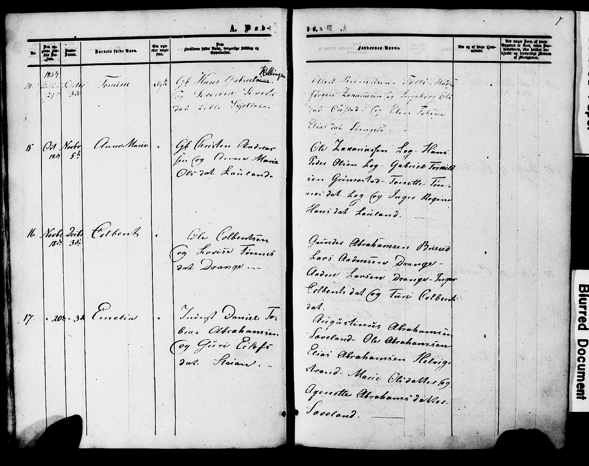 Herad sokneprestkontor, AV/SAK-1111-0018/F/Fa/Faa/L0005: Parish register (official) no. A 5, 1853-1886, p. 7