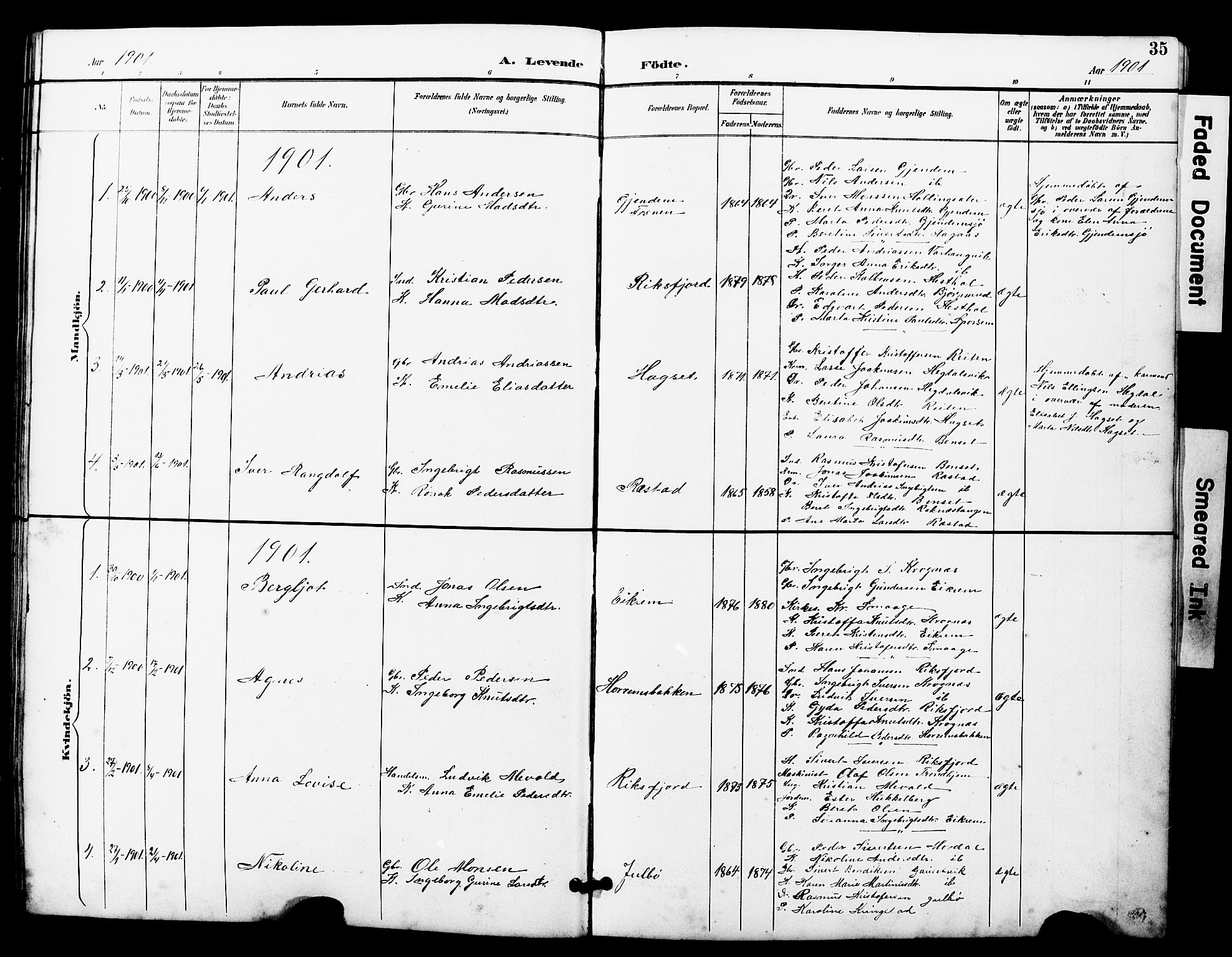Ministerialprotokoller, klokkerbøker og fødselsregistre - Møre og Romsdal, SAT/A-1454/560/L0725: Parish register (copy) no. 560C02, 1895-1930, p. 35