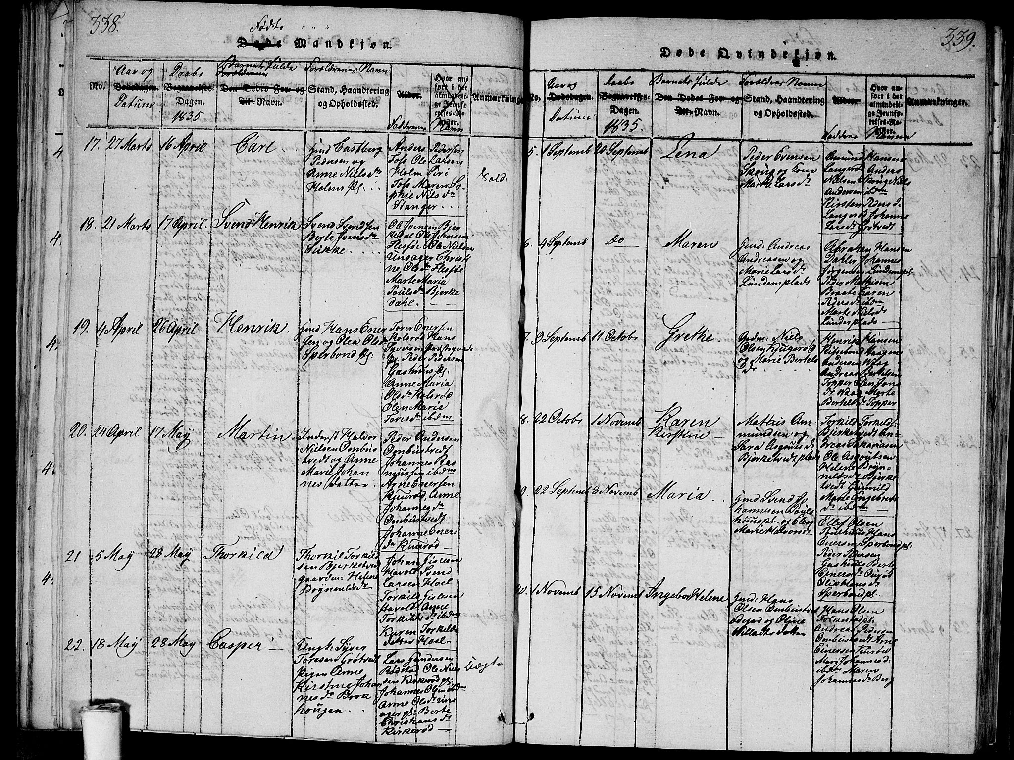 Våler prestekontor Kirkebøker, SAO/A-11083/G/Ga/L0001: Parish register (copy) no. I 1, 1815-1839, p. 338-339